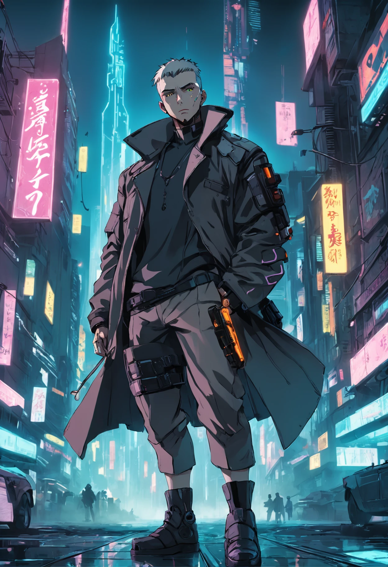 Cyberpunk man, city cyberpunk, bladerunner 2048