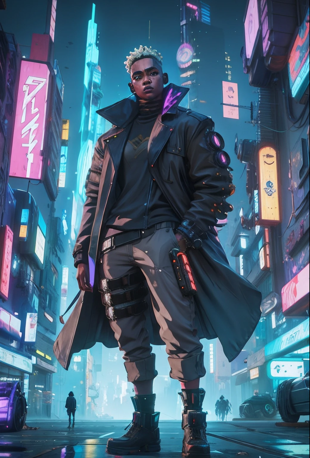 Anime character in a trench coat standing in a city at night, Arte de anime cyberpunk, Anime cyberpunk moderno, arte digital do anime cyberpunk, arte de anime cyberpunk, badass anime 8 k, Digital Cyberpunk - Arte de Anime, arte cyberpunk blade runner, Cara cyberpunk, Estilo de arte cyberpunk, cyberpunk themed art, Anime Cyberpunk, Cyberpunk Rua Goon, arte do personagem Cyberpunk, Estilo de arte cyberpunk