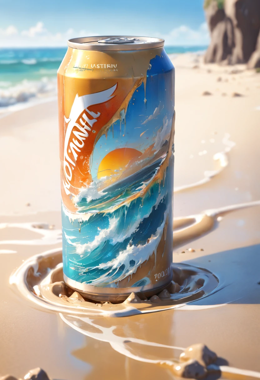 tropical, beer can on the sand, sun rays, bottom view, summer, concept art, oil painting, octane render, hyperdetailed, 4k, soft lighting, trending on artstation, intricate details, highly detailed, heavy strokes, paint dripping, extra depth, close up, octan render, raytracing, 8k, hyperdetailed, digital matte painting, sharp focus, perfect composition, digital render. hq. hd. 8 k. award winning. realistic, bright colors, best quality, masterpiece, highres, original, extreme realistic details, trending on artstation. a detailed matte painting by stephan martiniere, Realistic illustration. photorealistic, sharp focus, ultra detail, cinematic lighting, studio lighting, ultra realistic, ultra detailed, bokeh, sharp features, 4k, soft lighting, intricate details, highly detailed, oil painting, heavy strokes, paint dripping, hyper detailed painting, complex, 4k resolution, Unreal Engine 5, volumetric lighting, elegant, trickster, clear, deep color art, global illumination, centered, symmetry, painted, intricate, volumetric lighting, beautiful, rich deep colors masterpiece, sharp focus, ultra detailed, in the style of dan mumford and marc simonetti, oil painting, heavy strokes, paint dripping