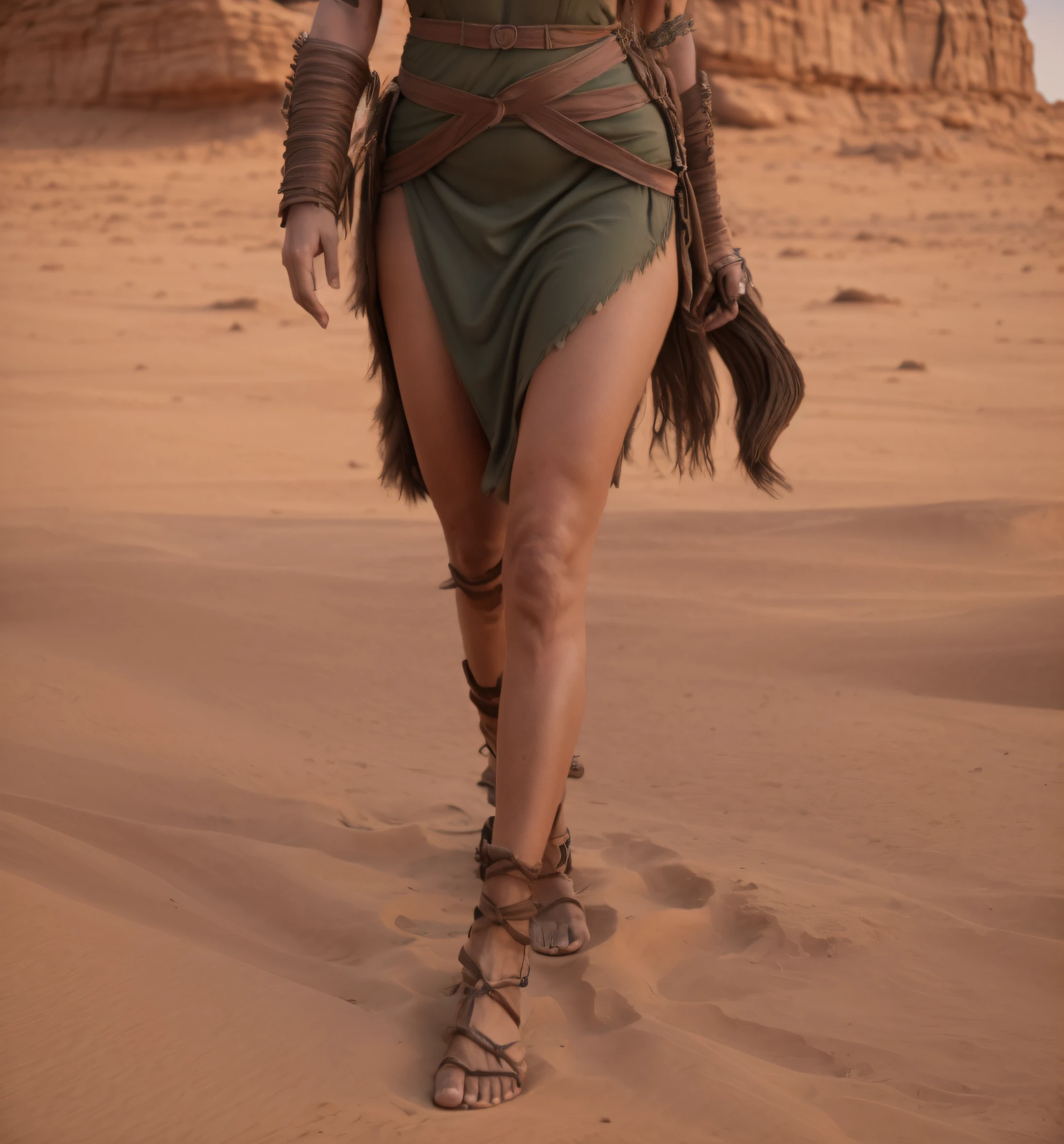 Araffe mulher em um vestido verde andando no deserto, estilo dunar, estilo fantasia 8 k octane render, Cinematic Goddess Body Shot, Caminhando no deserto, Futurista Himba Jovem Mulher, vestido guerreiro, Traje de guerreiro, Manto do deserto, Deserto Fighter Mago Antigo, vento do deserto, Desert nomad, Fantasia do deserto de areia, 3 d render arte do caractere 8 k, standing in desert