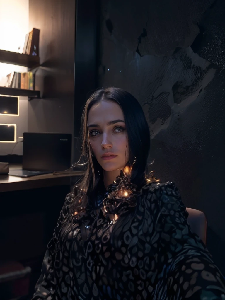 tema dark, feiticeira, magia, misterio, There is a sorceress woman sitting in a chair, imagem de perfil, in office, Adriana DXIM, image witchcraft, na caverna, sentado no cargo, imagem frontal, foto de perfil profissional, Parece Fabiula Nascimento