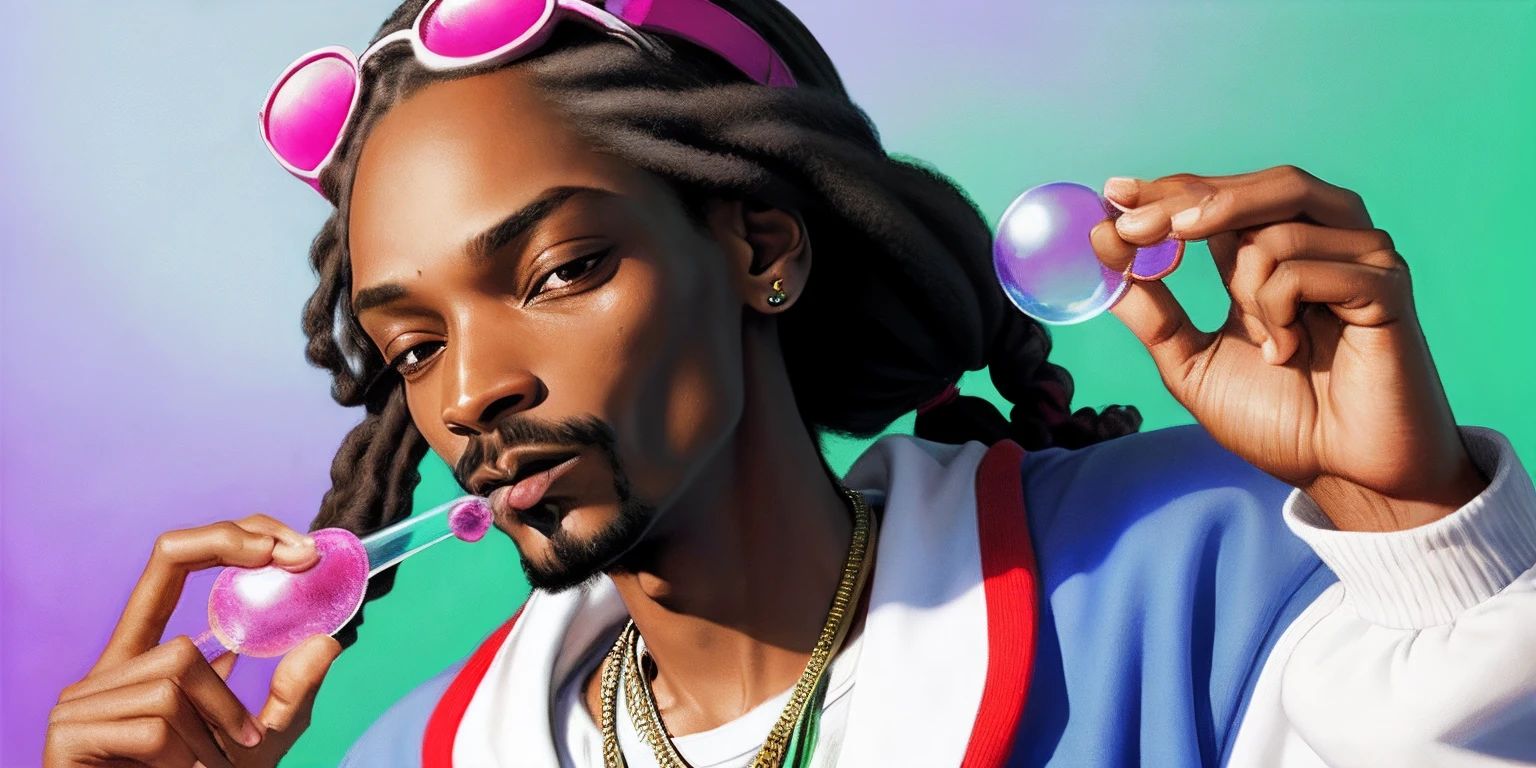 masterpiece,award-winning, perfect image, perfect face, (((sfw))), a photo of Snoop Dogg, dreads, dark skin, relaxing, (sunglasses), purple suit, jewellery, alcohol, tobacco smoke,  <lora:Character-SnoopDogg:0.125>