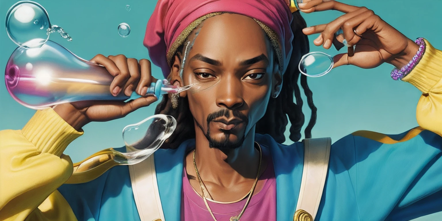 snoop dog blowing bubbles, bubbles, lots of bubbles