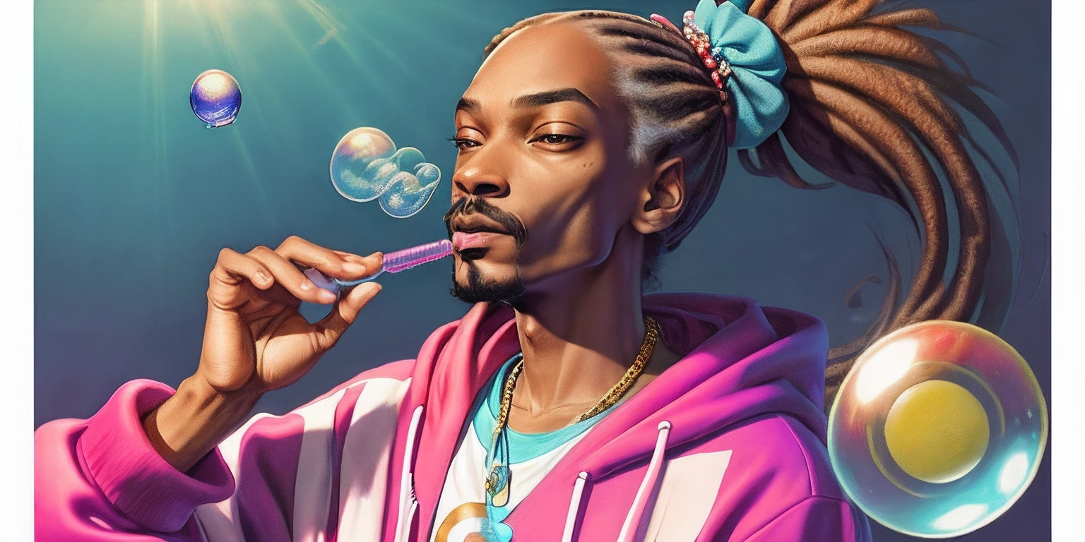 snoop dog blowing bubbles, bubbles, lots of bubbles