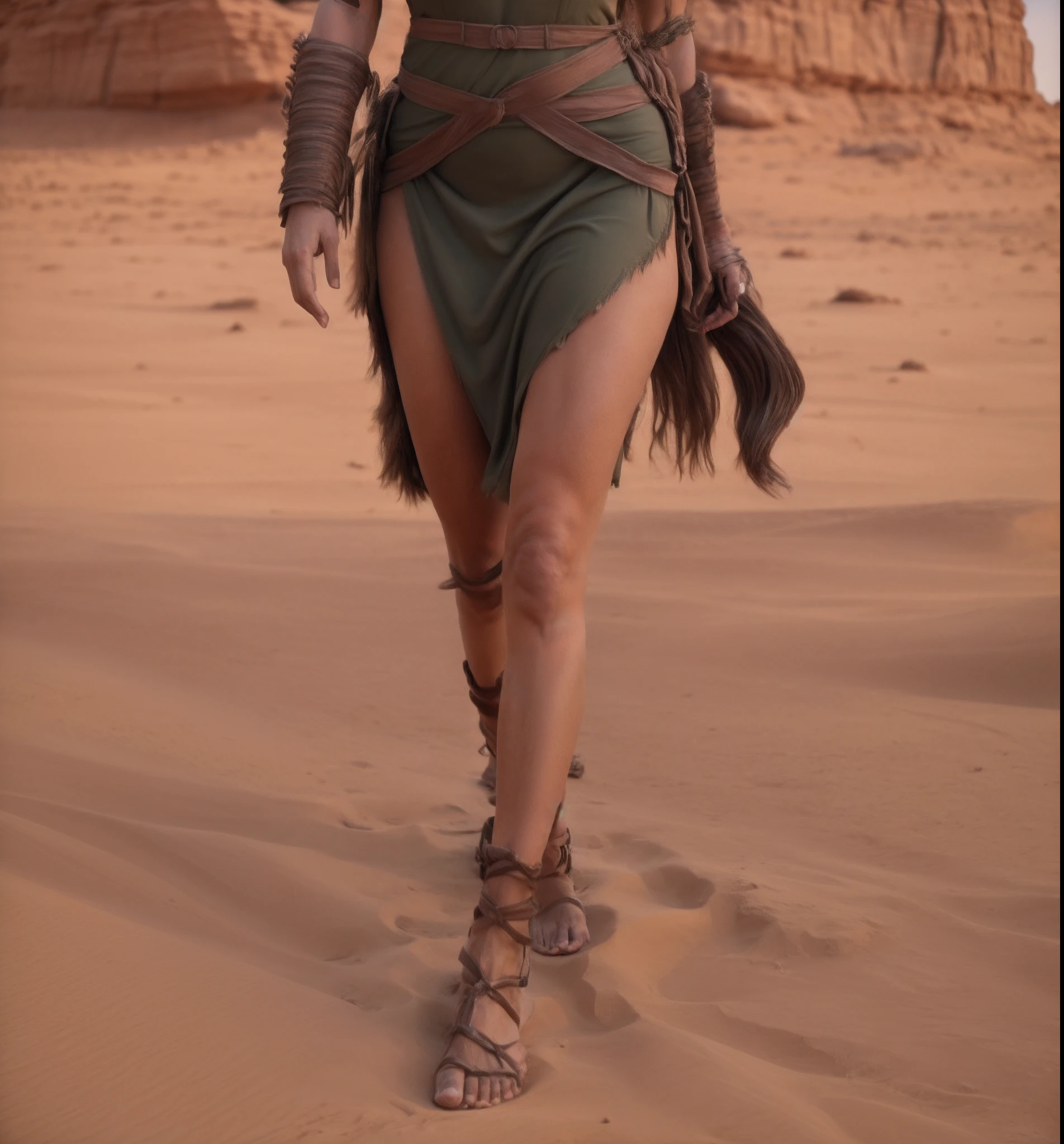 Araffe mulher em um vestido verde andando no deserto, estilo dunar, estilo fantasia 8 k octane render, Cinematic Goddess Body Shot, Caminhando no deserto, Futurista Himba Jovem Mulher, vestido guerreiro, Traje de guerreiro, Manto do deserto, Deserto Fighter Mago Antigo, vento do deserto, Desert nomad, Fantasia do deserto de areia, 3 d render arte do caractere 8 k, standing in desert