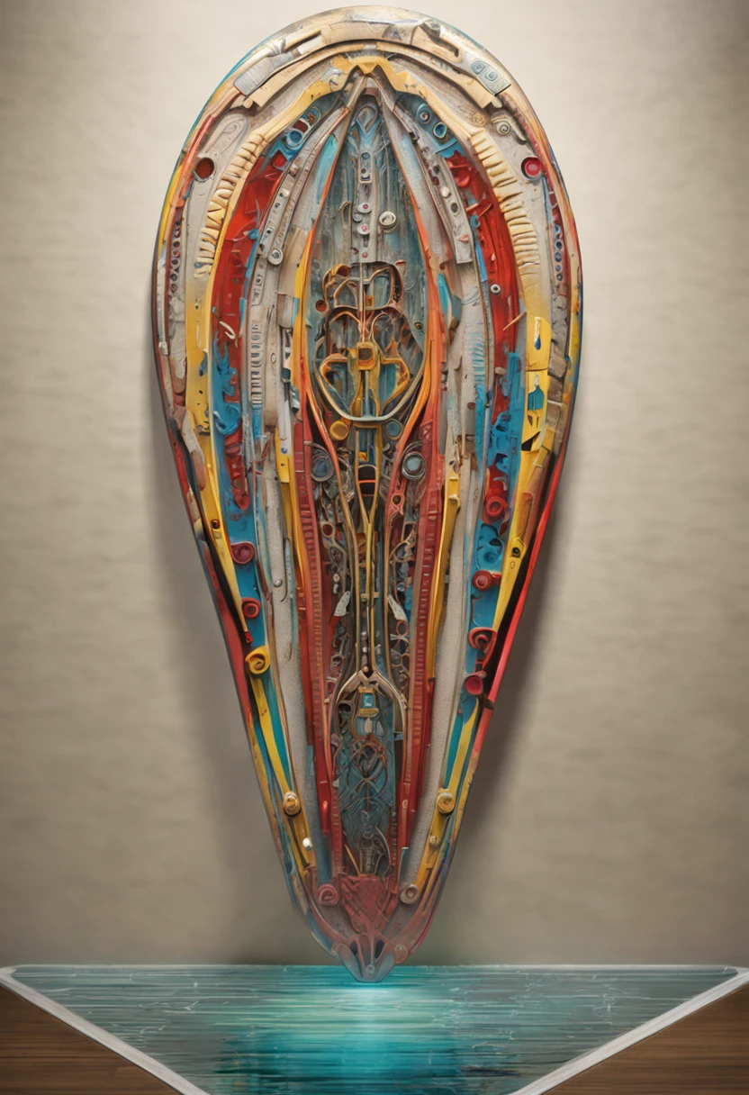 Intricate 3d rendering ultra-detailed surfboard, biomechanical robot, simulated 150mm lens, beautiful natural soft edge light, neon veins, roots, delicate leaf lace, colorful details, Boris Bidjan Saberi costume, surfboard, ,pearl earrings, piercings, art nouveau fashion embroidery, intricate details, mesh lines, Mandelbrot fractals, facial muscles, cables, microchips, villains, surreal, ultra-detailed, octane, volumetric lighting, 8k and post-production, red The white has a little bit of black,surfboard,, Metal Skeleton Details surfboard,, Half-Human, surfboard, Iridescent, Glenn Brown Style, Futuristic Room, Power of God, High Angle Shot, Complex Body Poses