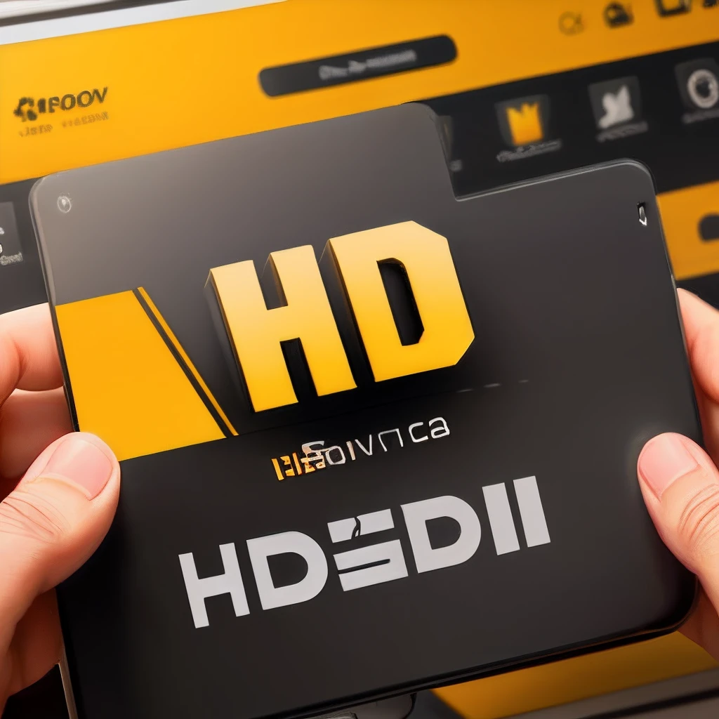 Create a logo with the name HD products and services in yellow and gray colors
