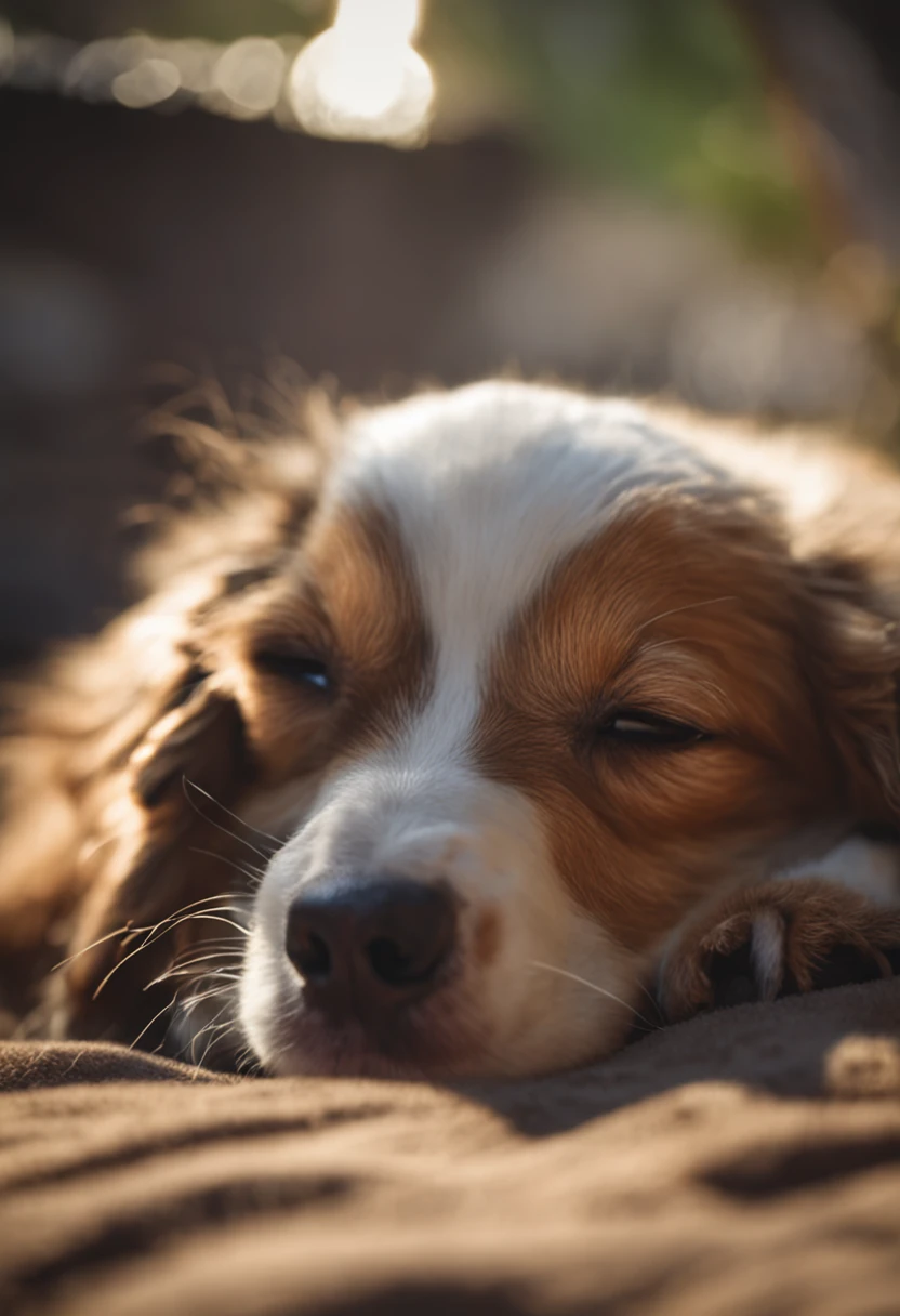 cachorrinho: "Zzz... Ah, o telhado perfeito para um cochilo."