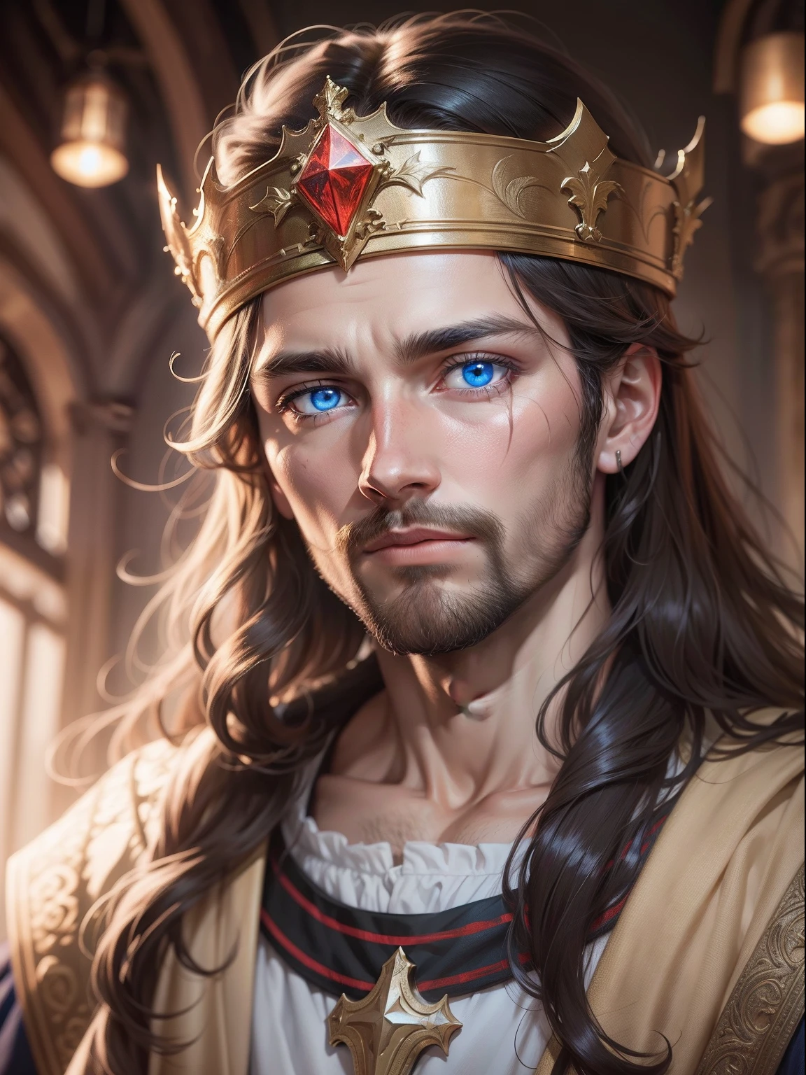 Jesus Christ, King of Kings, Lord of Lords, Savior, Ultra HD, Looking Forward, Blue Eyes, Glowing