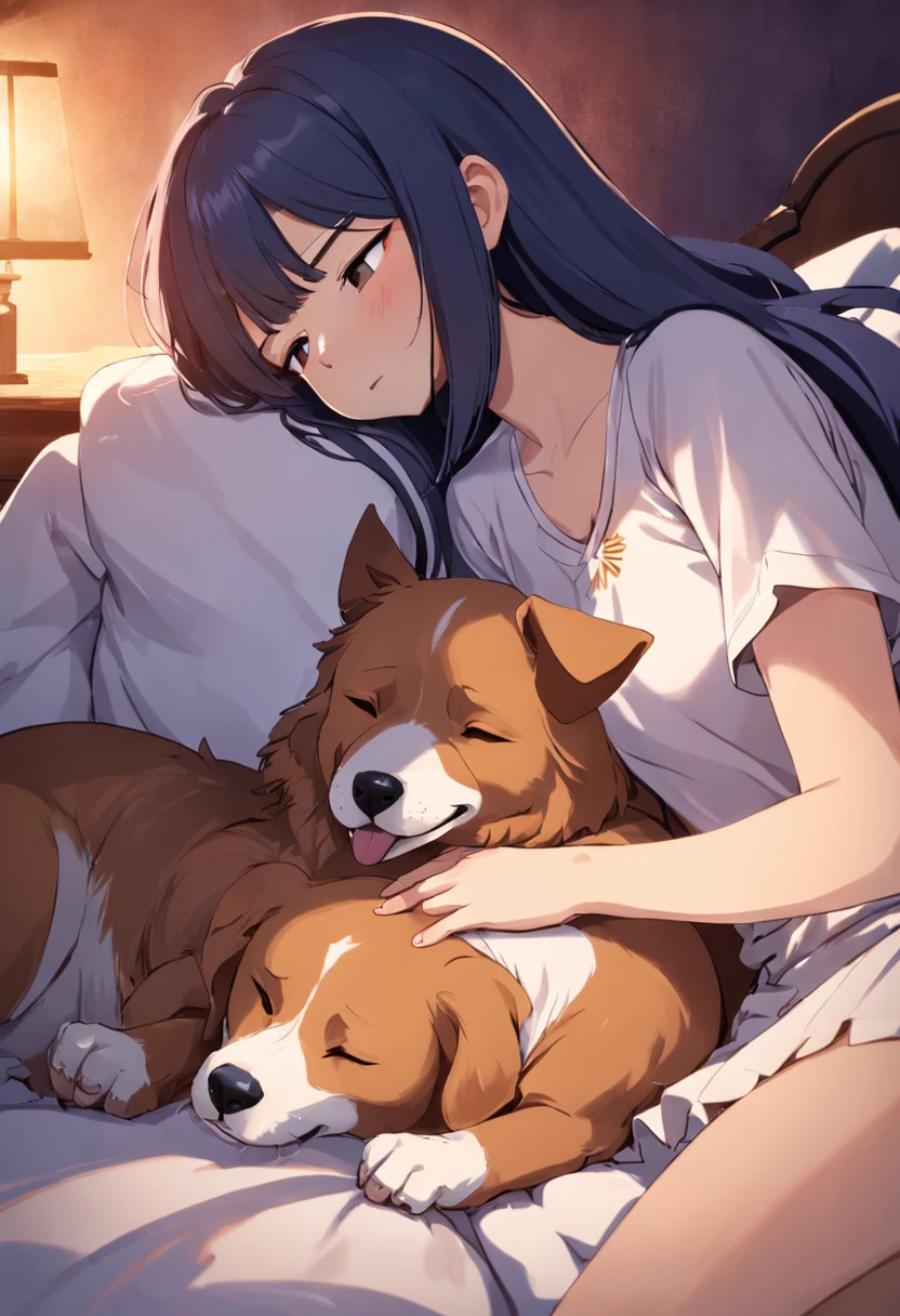 cachorrinho: "Zzz... Ah, o telhado perfeito para um cochilo."