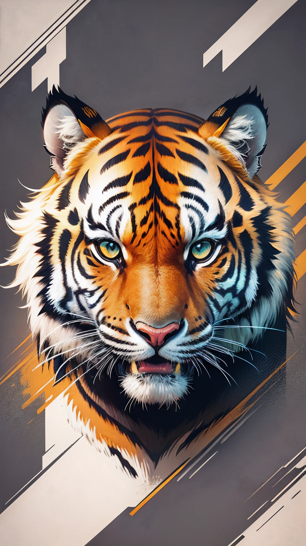 illustration logo style of a tiger wearing an american football helmet, oval ball,  pro vector, bright colors, splashes, high definition, fine details --auto --s2