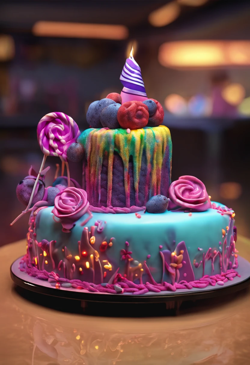 ultra realistic 4k birthday cake