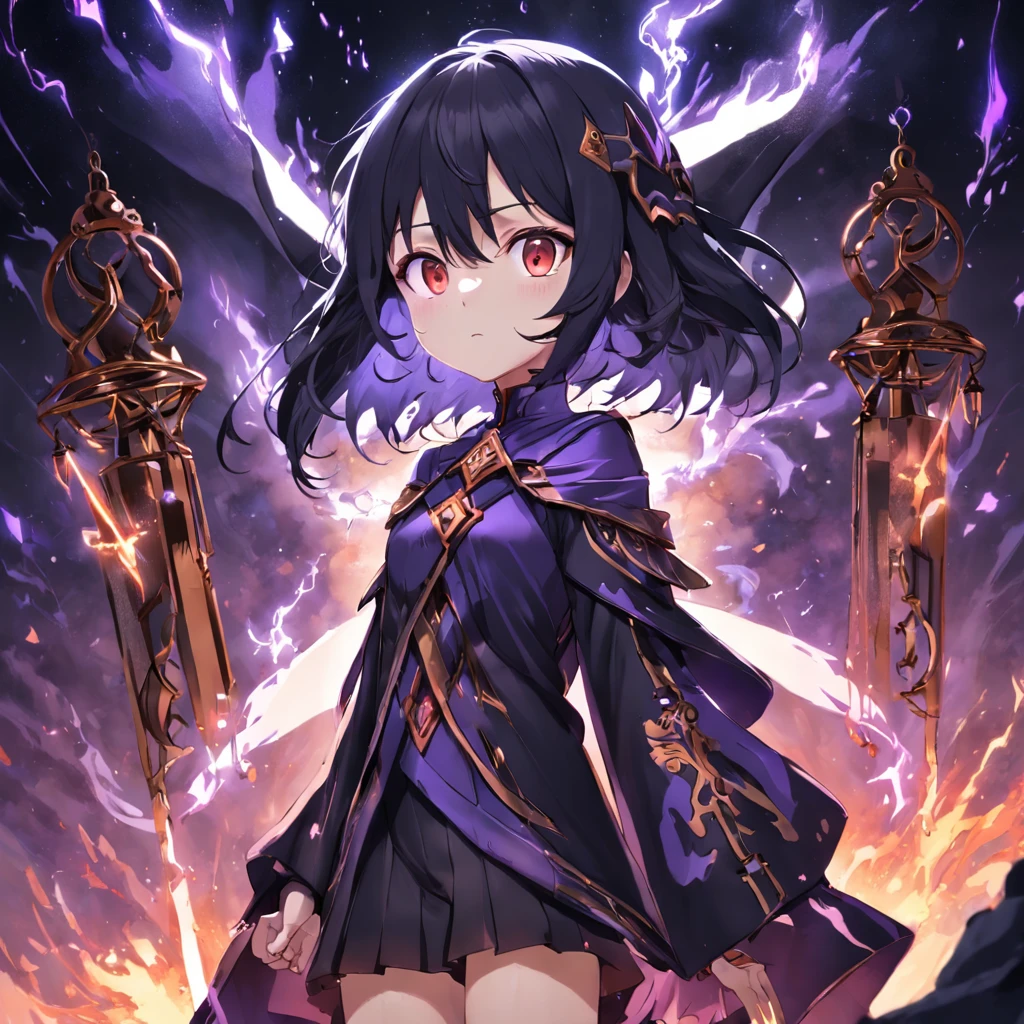 anime screenshot, 1 adult girl, dark sorceress witch, magic battle scene, powerful sorcery technique, anime tv, anime fantasy shonen, dark fantasy, magic ability, pink fire skeletons, cel shading: adult female witch in attack stance, crawling ready to attack, chained in holy shackles, very short charcoal black hair covering her face as if very dark and light, a look of murderous madness and an athletic body, dark torn clothes with a long dirty torn dress, skeleton flames pink summoning