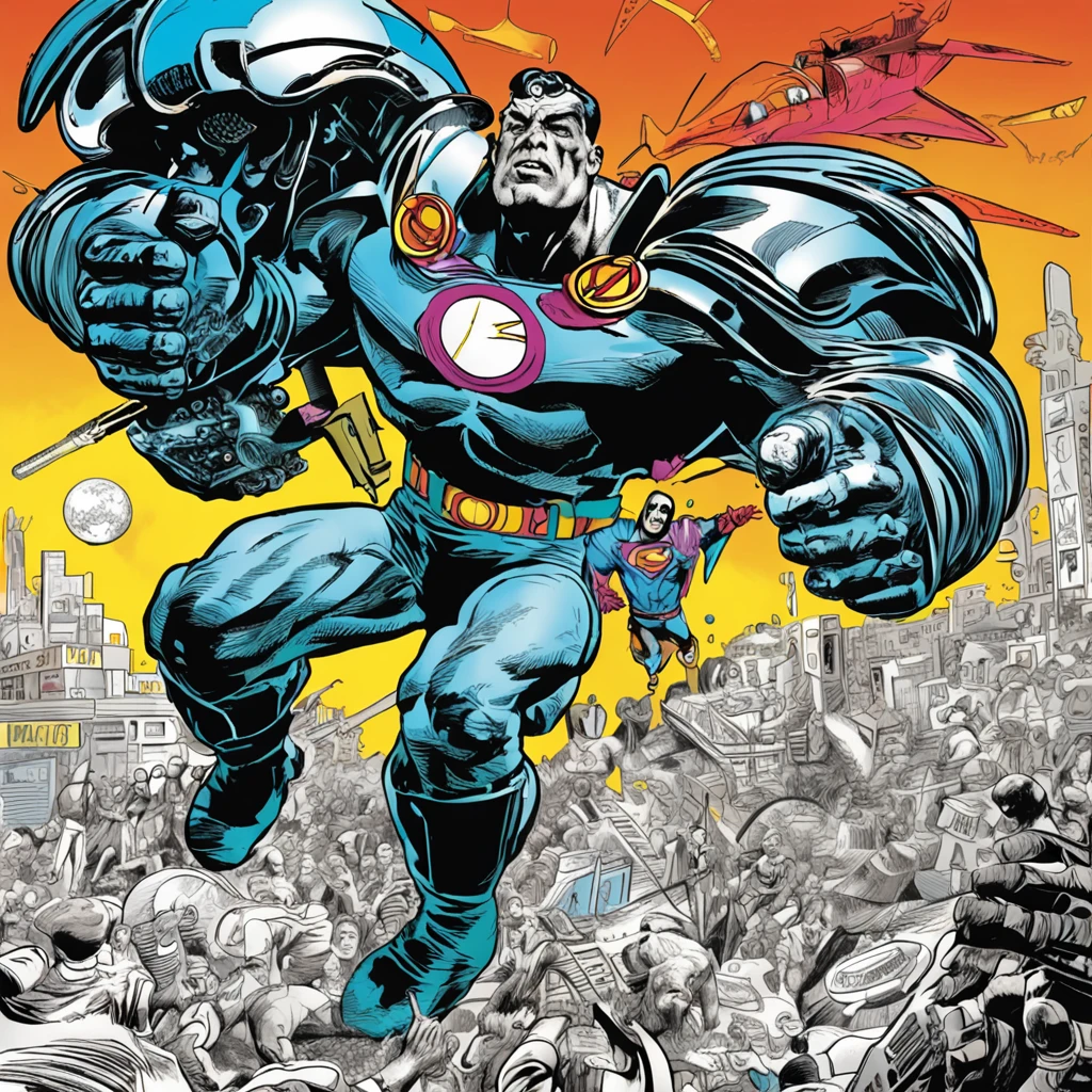 The courage to speak up for truth and justice can defeat evil, even in a world full of technology and magic, comic book illustration by jack kirby