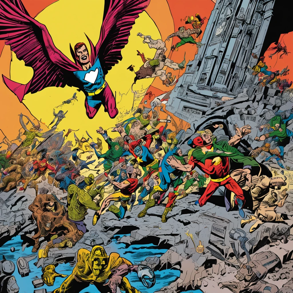 The courage to speak up for truth and justice can defeat evil, even in a world full of technology and magic, comic book illustration by jack kirby