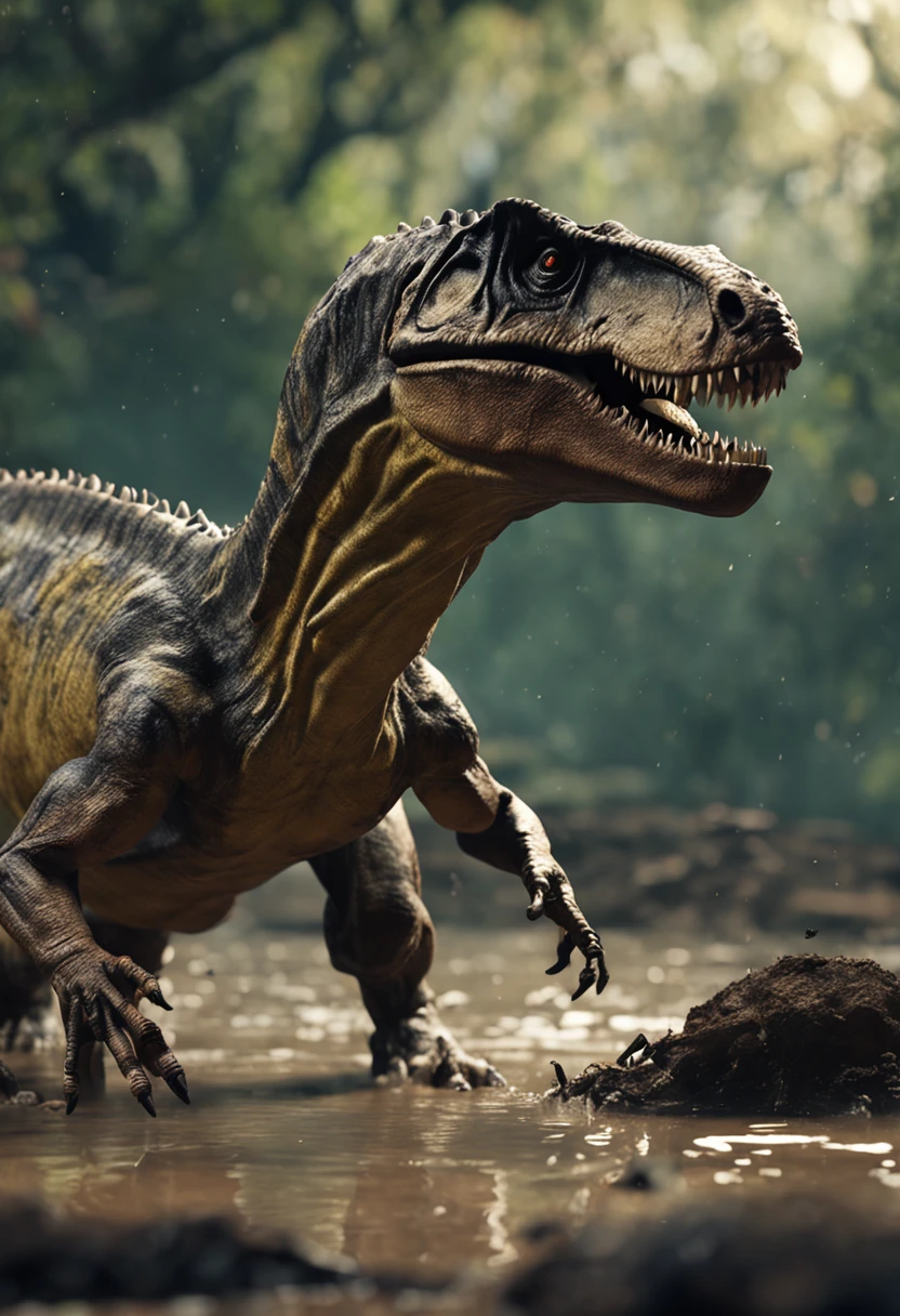 Allosaurus was submerged in mud