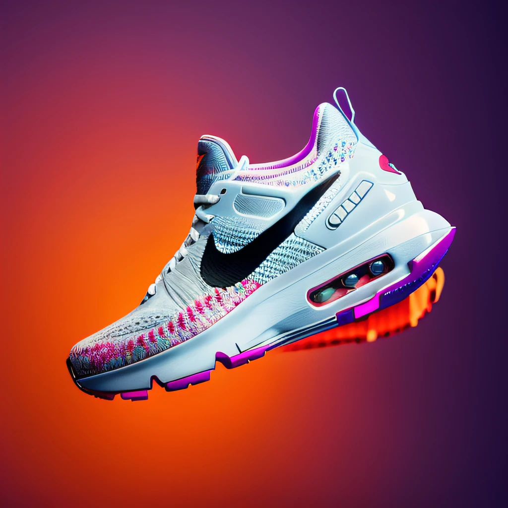 masterpiece,best quality,ultra high res, 8k uhd, dslr, high quality,(photorealistic:1.4), cinematic lighting, HDR,a Nike shoe floats in the air,encased in flowers
,motion design,C4D,rendering,light and shadow