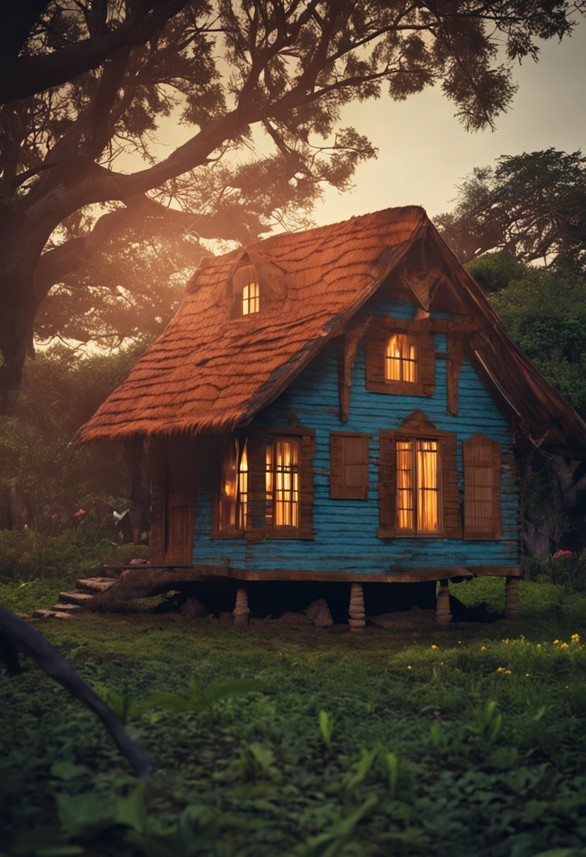 uma casa em cima de uma arvore