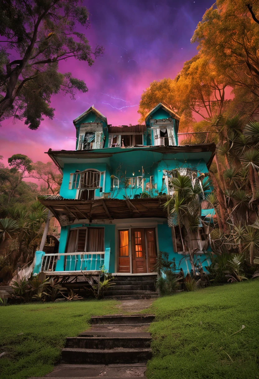 uma casa em cima de uma arvore