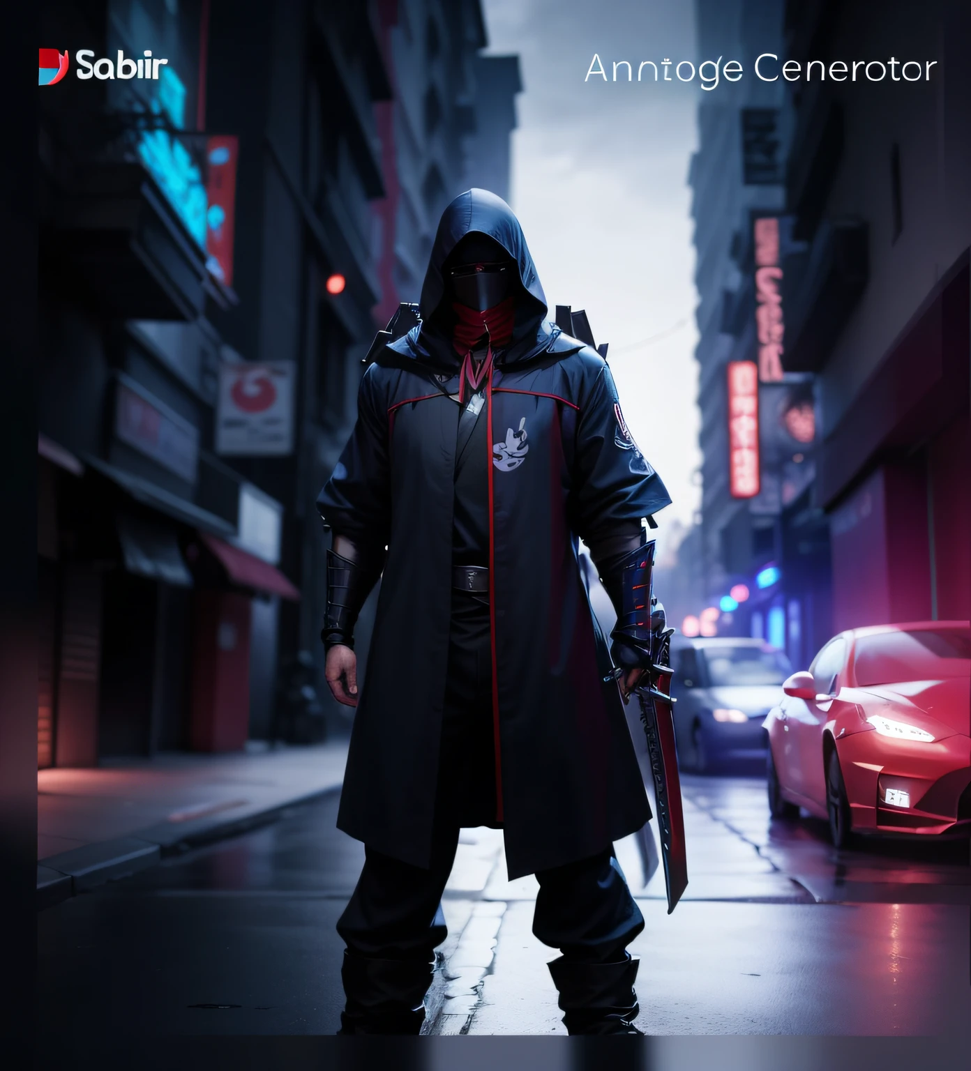 Anime, Ninja assassin, two swords, cyber arm