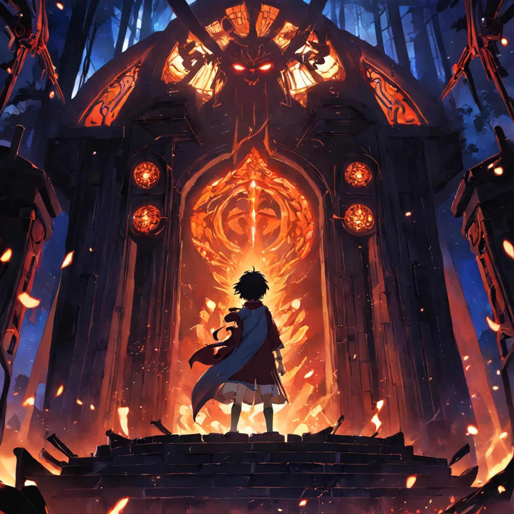 obra-prima, melhor qualidade, homem corvo assassino, 7 adagas elementais flutuando ao redor, little lighting