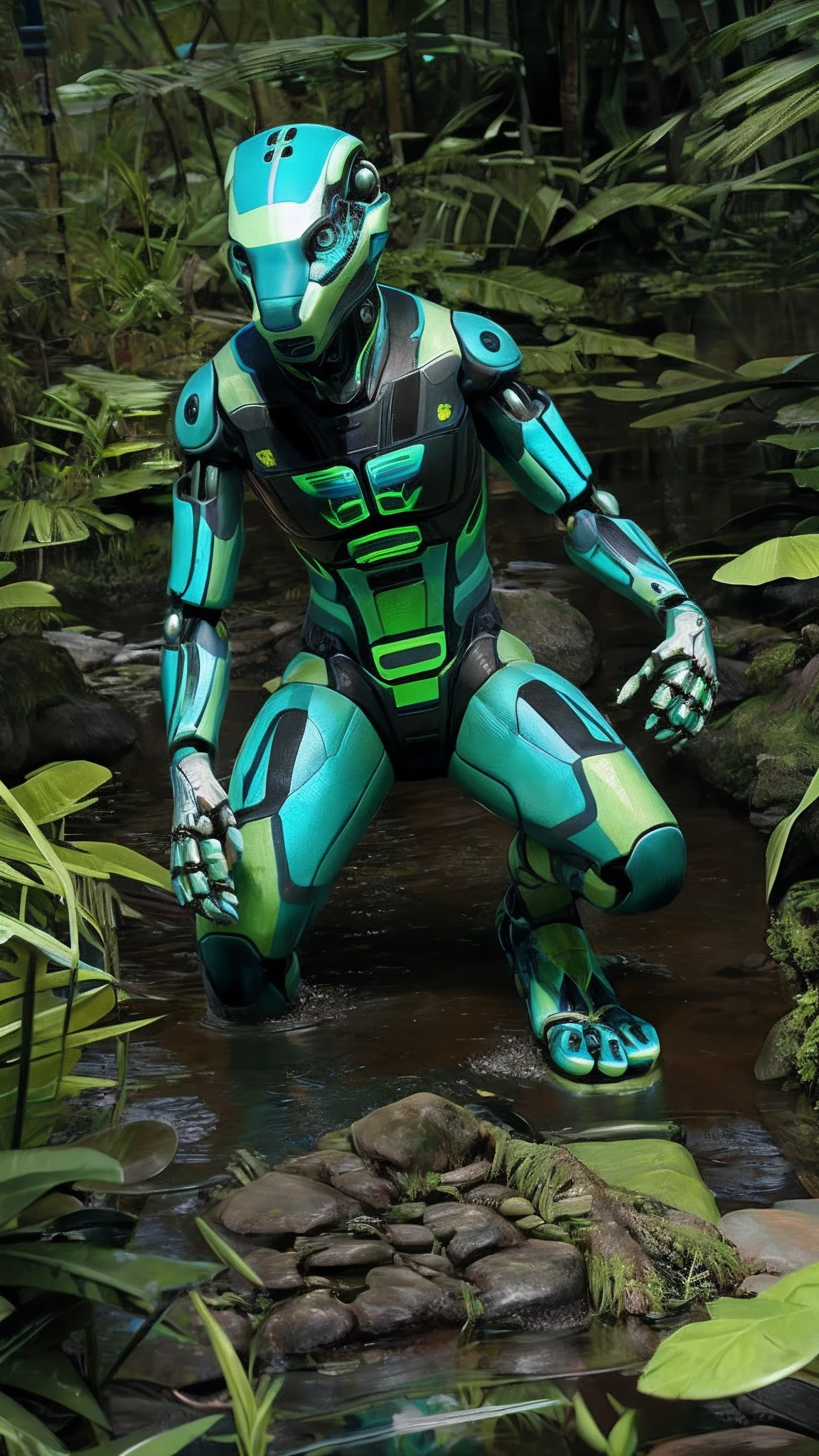 Bionic robot dragon,female,Android,Red Lingeri,sandals,Stuck in a swamp,HD graphics,Detailed and realistic,high detal,high qulity,photo-realistic,photorealistic eye,Detailed paws,Clear eyes,Masterpiece artwork,Five-fingered hands