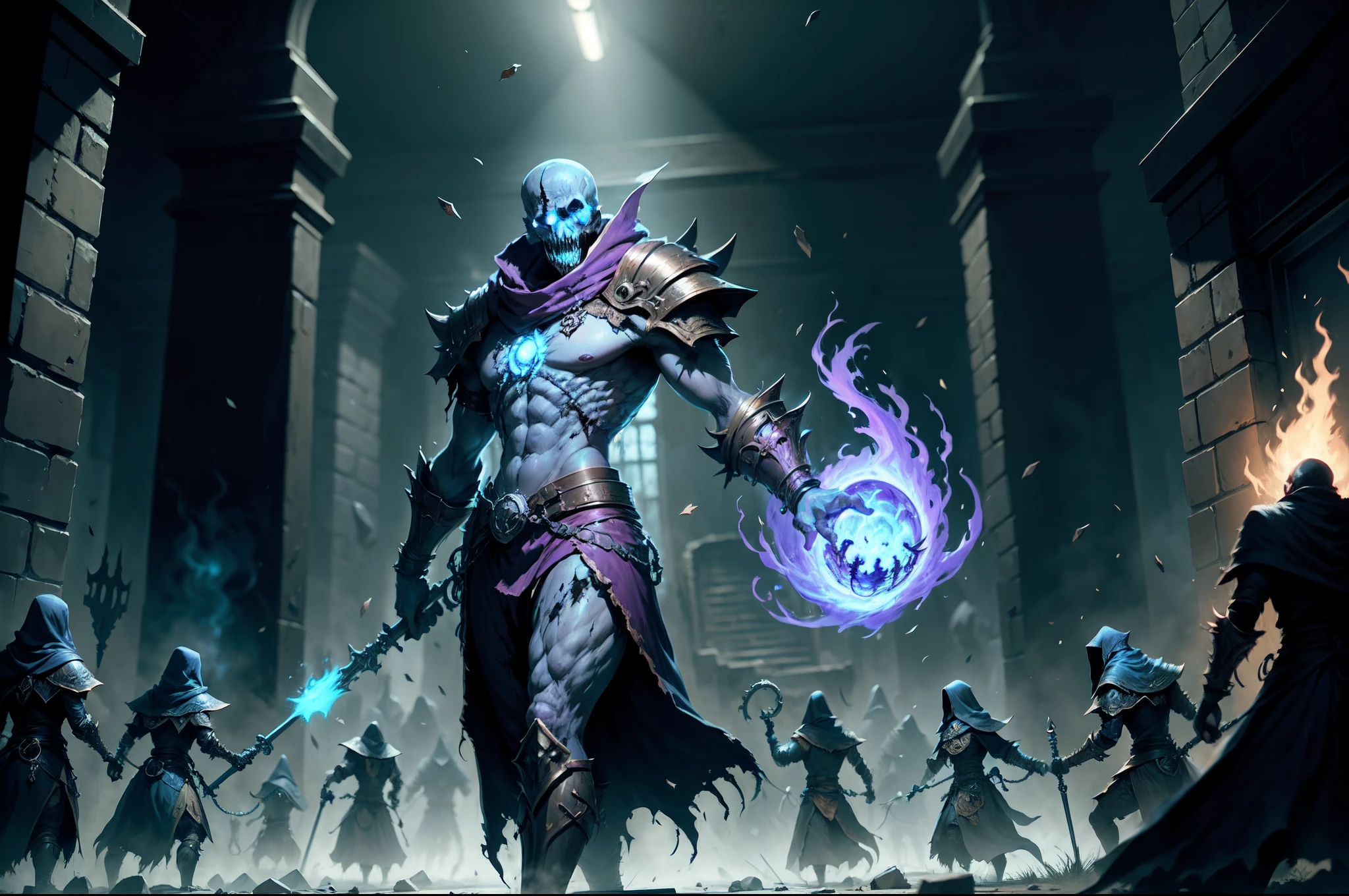"Necromancer with complete control over a powerful army of undead warriors."