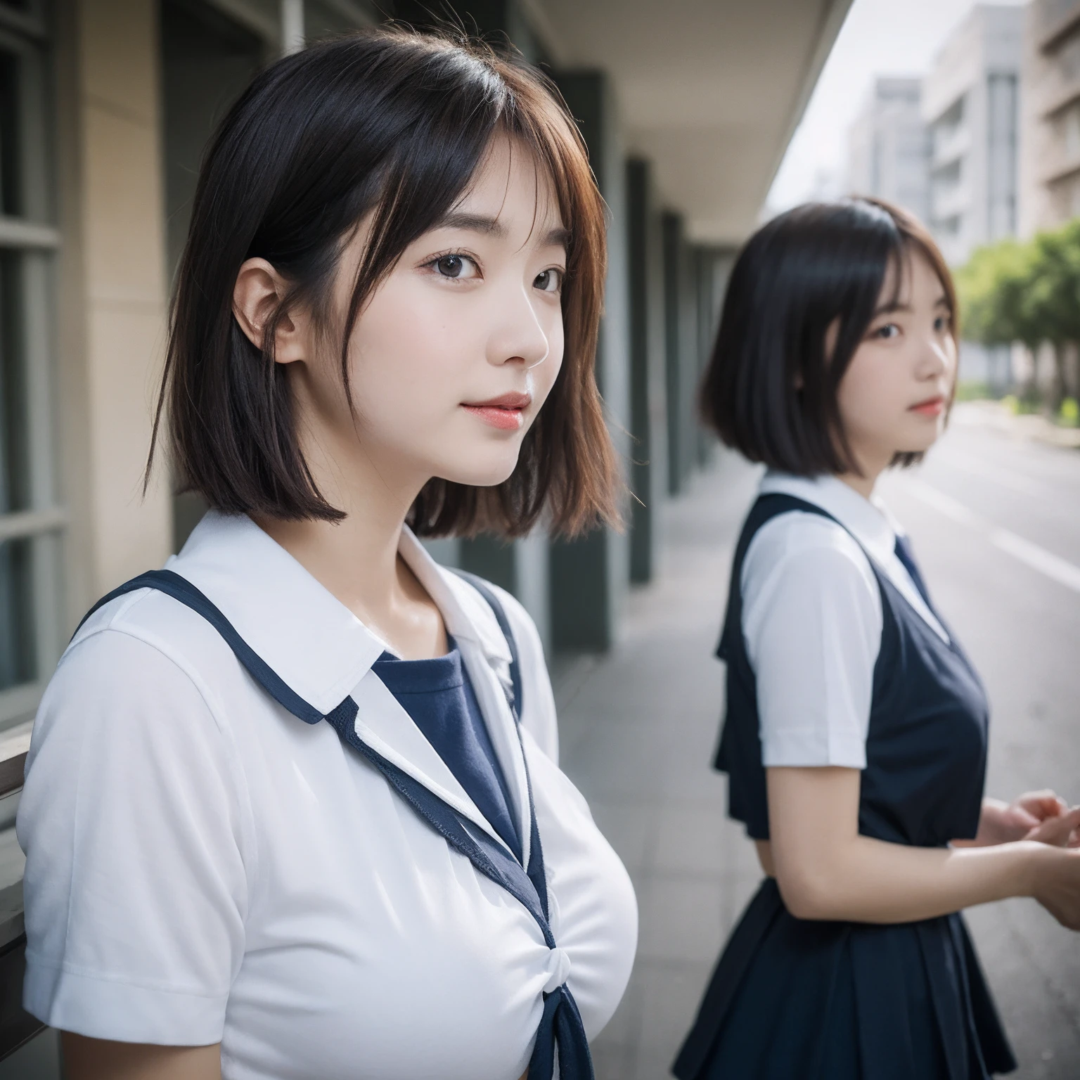 ((layered haircuts、Colossal tits:1.2)),(8K,highest quality),full body shot shot,Watching from a distance,Distant shots,School Classroom,Wear a school uniform,pupils,Class,Platoon speeches,Wear sportswear,Full body photography:1.9, Android, adolable, ssmile, Thin face, short detailed hair, 32K, tmasterpiece, Best picture quality,超A high resolution,Perfect hands,Looking_at_peeping at the viewer,