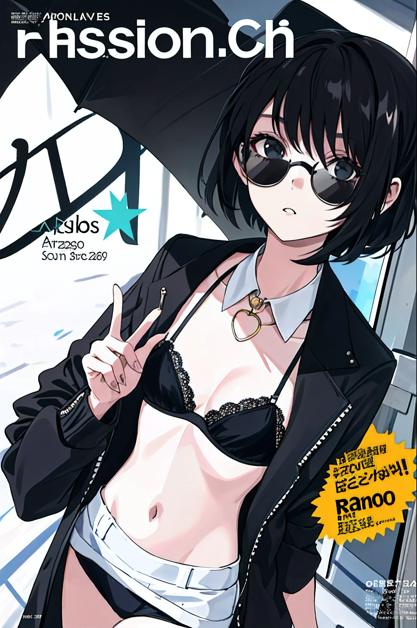 A girl,With black sunglasses,Fashionab,MagazineCover