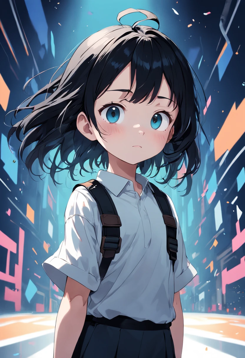 About Cartoon Kids Style, 6 Children, Paint black and white, White background, Types of barriou hair, Happy, Cute, Playing