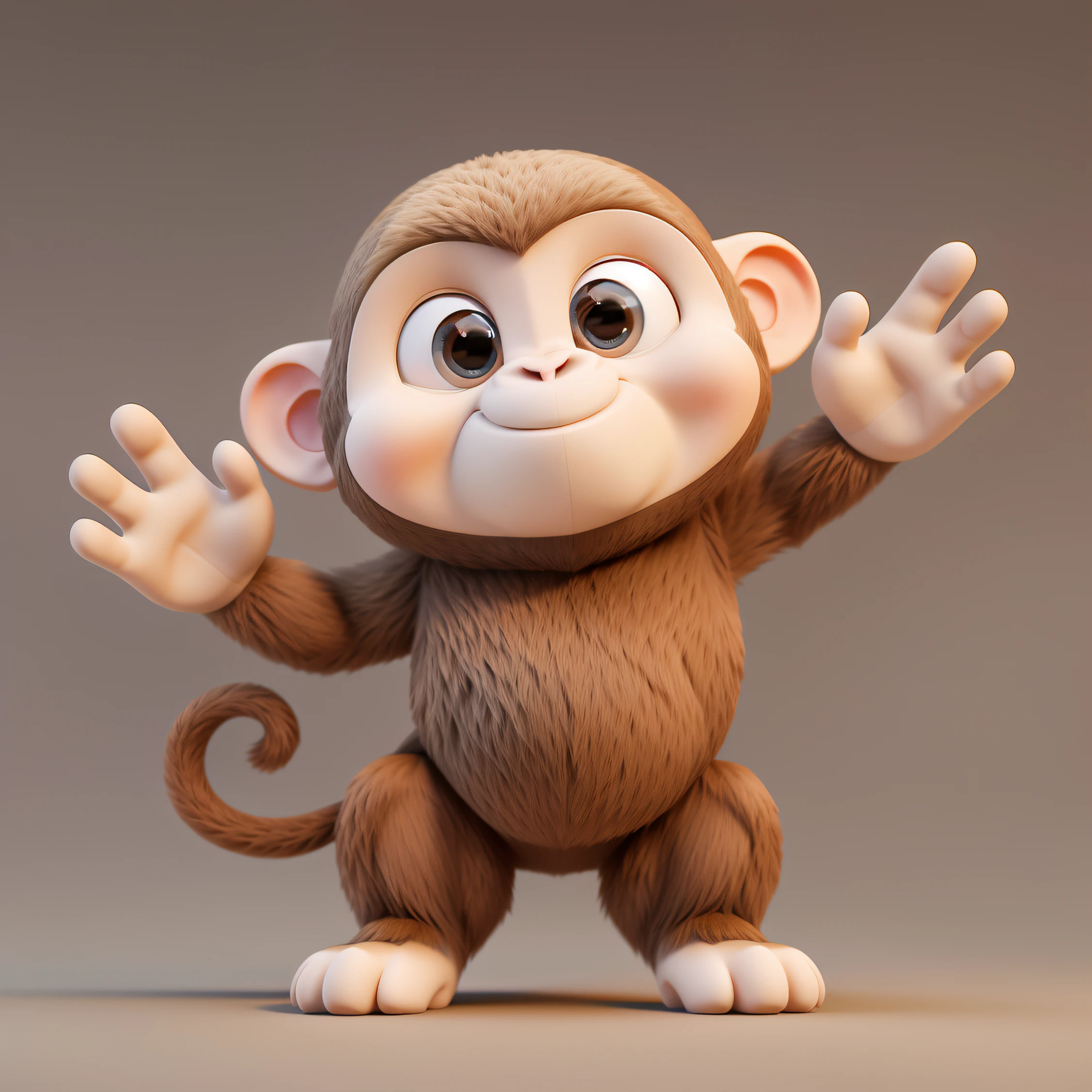 3D Animation、Gorilla holding up three fingers、5 fingers in total、Thumb and pinky finger bent、cute