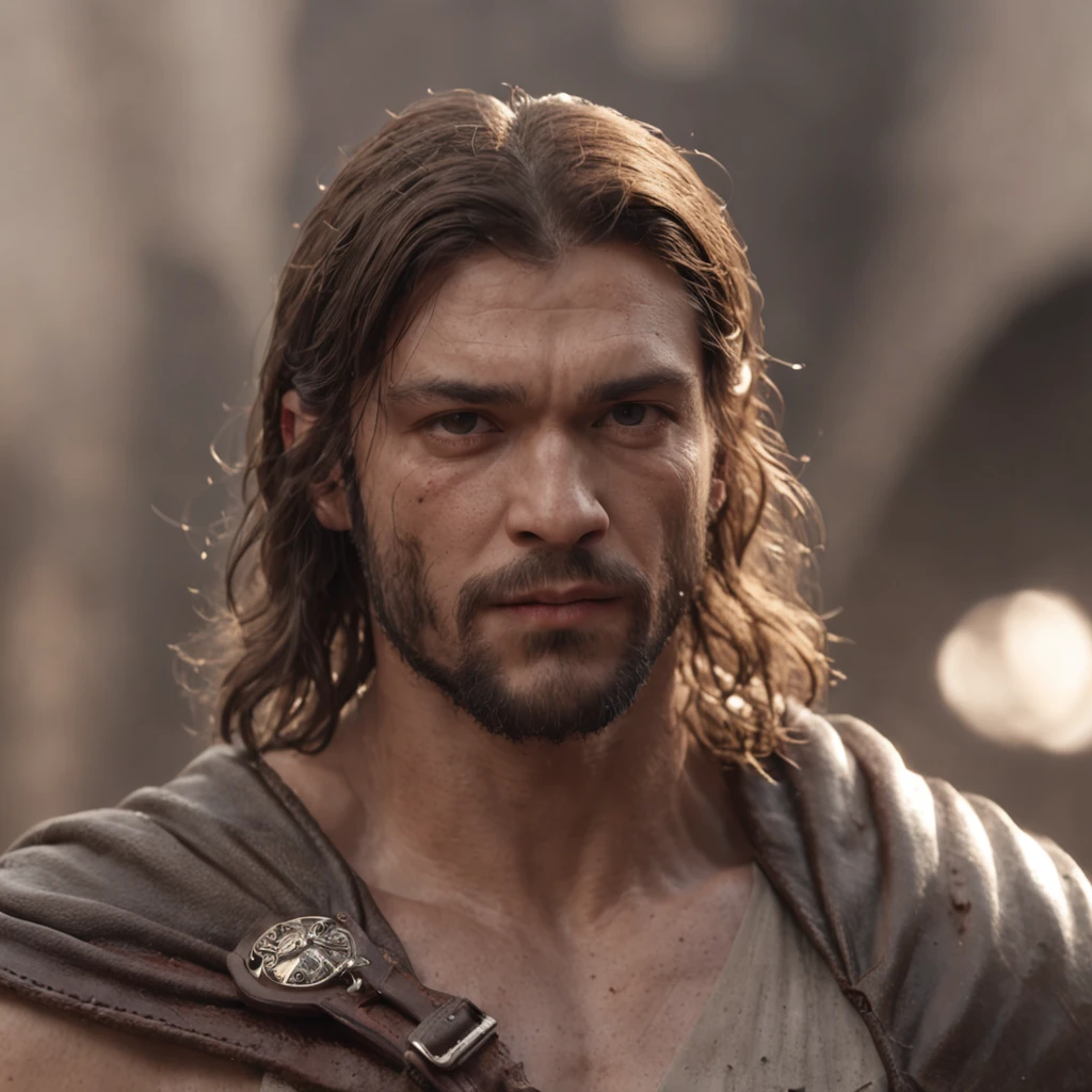 (Professional 3D rendering:1.3) de (Realistic:1.3) Foto de arte mais bonita do mundo,Features soft, bright male heroes, ((Epic hero fantasy rough muscular man wet hero angry look long hair short beard and fierce expression in dynamic pose, fantastic location, majestoso ambiente desordenado)), corpo inteiro 8k unidade render, action shot, poros da pele, very dark lighting, sombreamento pesado, circunstanciado, Rosto detalhado, (vibrante, fotogrdeia realista, Realistic, Dramatic, Escuro, foco nítido, 8k), (Old leather clothes damaged by bad weather:1.4), ((((Use peles)))), (intrincado:1.4), decadente, (altamente detalhado:1.4), pintura digital, rendering by octane, art stations, Conceito-Arte, liso, foco nítido, illustration, germe da arte, (Loish:0.23), Wlop Ilya Kuvshinov, e Greg Rutkowski e Alphonse Mucha Gracias, (global ilumination, studiolight, Light Volumetric), chuva forte, floating particles, patife, fantasia, Onze, corpo inteiroesbian, ((Fundo escuro e antigo da cidade:1.3)),CGSesociedade,art stations