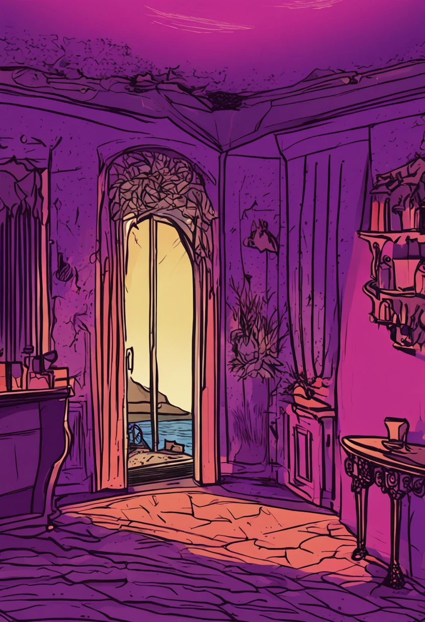 Quadro com fundo roxo e vinho