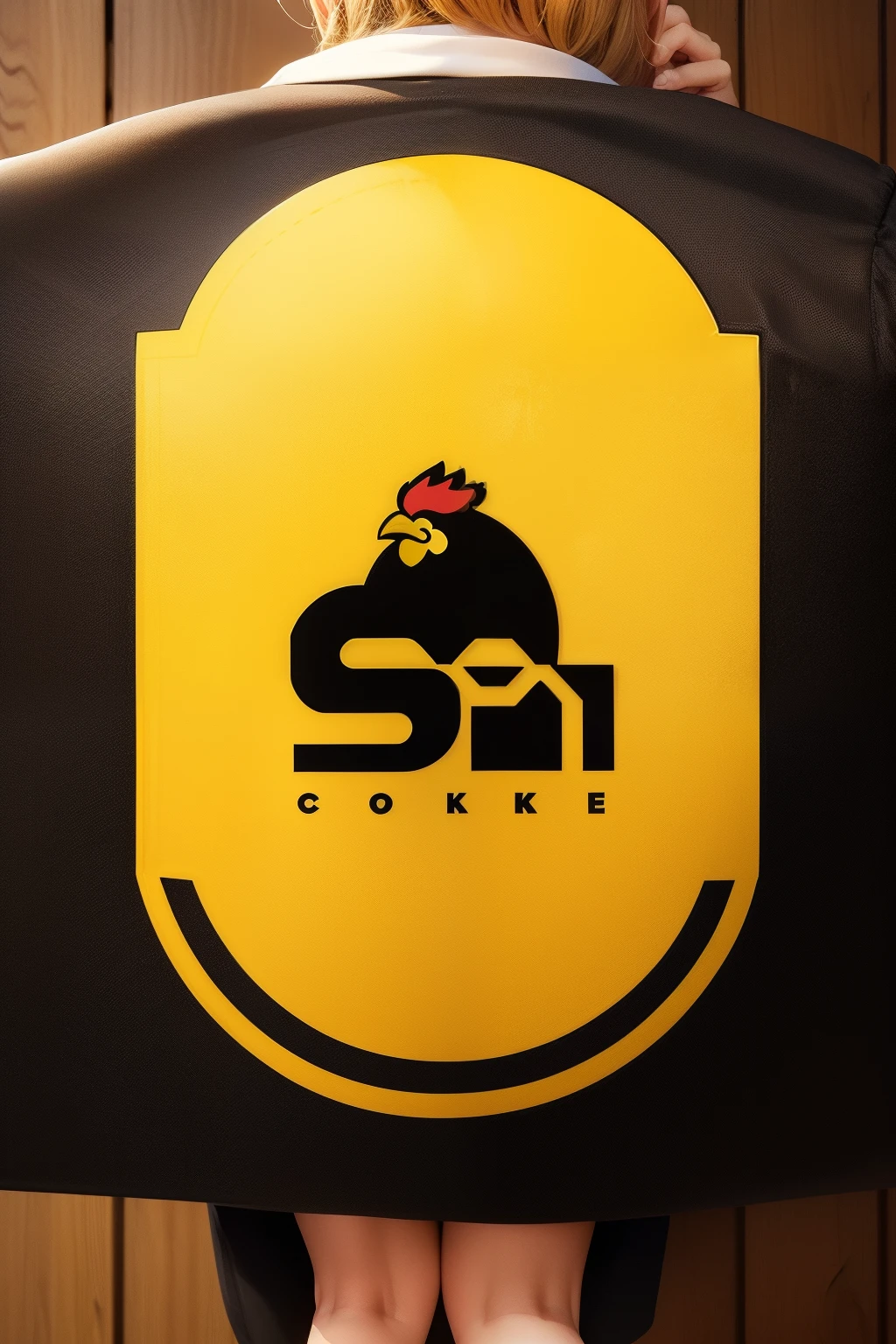 chicken croquette logo in black and yellow
