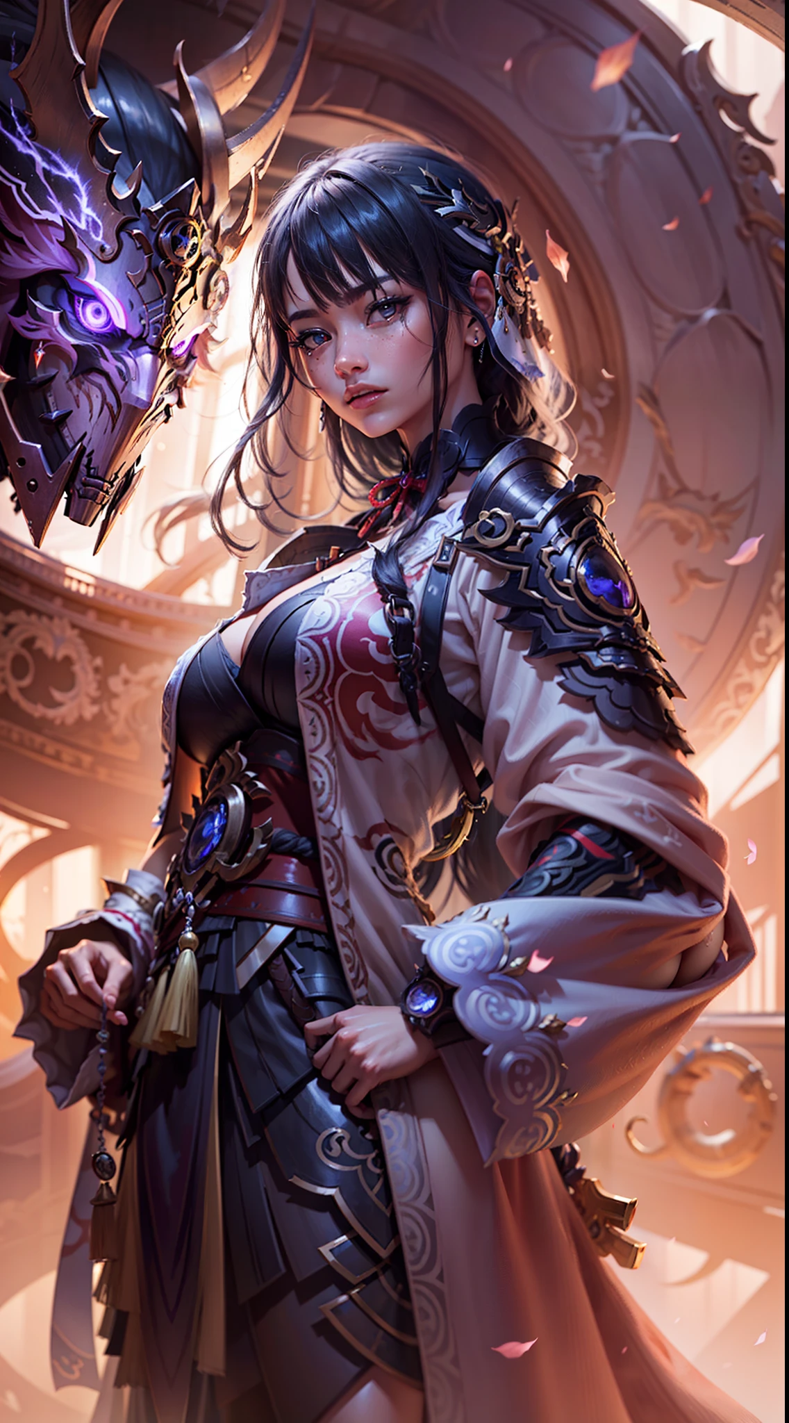 Raiden Shogun,Anatomia correta,epic fantasy digital art,tmasterpiece,8k,high-definition resolution,desenho detalhado,Qulidade Superior,, Epic composition,