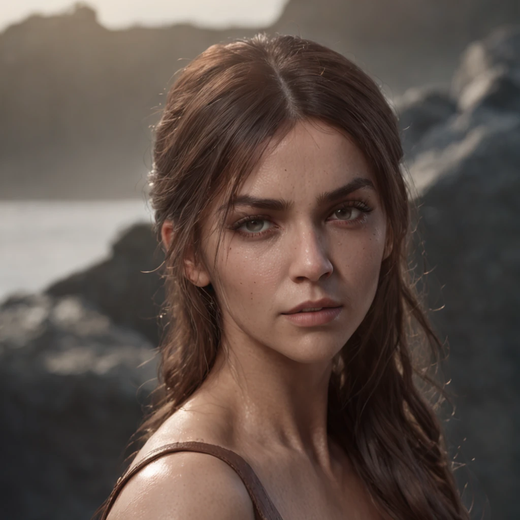 (Professional 3D rendering:1.3) de (Realistic:1.3) Foto de arte mais bonita do mundo，Features soft and bright female heroes, ((Epic hero fantasy rough muscular woman wet hero angry look long hair and fierce expression in dynamic pose, fantastic location, majestoso ambiente desordenado)), corpo inteiro 8k unidade render, action shot, poros da pele, very dark lighting, sombreamento pesado, circunstanciado, Rosto detalhado, (vibrante, fotogrdeia realista, Realistic, Dramatic, Escuro, foco nítido, 8k), (Old leather clothes damaged by bad weather:1.4), ((((Use peles)))), (intrincado:1.4), decadente, (altamente detalhado:1.4), pintura digital, rendering by octane, art stations, Conceito-Arte, liso, foco nítido, illustration, germe da arte, (Loish:0.23), Wlop Ilya Kuvshinov, e Greg Rutkowski e Alphonse Mucha Gracias, (global ilumination, studiolight, Light Volumetric), chuva forte, floating particles, patife, fantasia, Onze, corpo inteiroesbian, ((Fundo escuro e antigo da cidade:1.3)),CGSesociedade,art stations