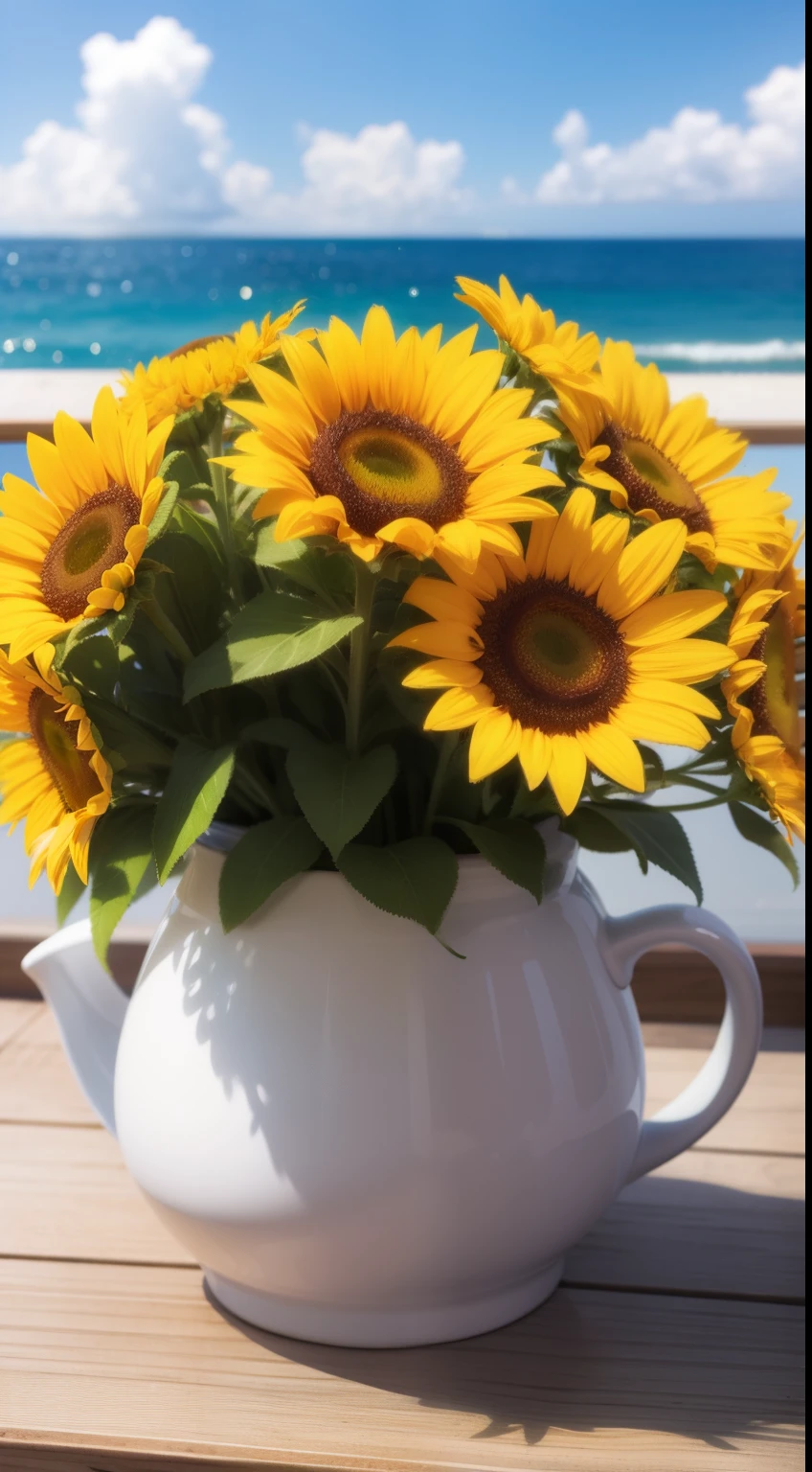 himawari、helianthus flowers、blue-sky、8K、top-quality