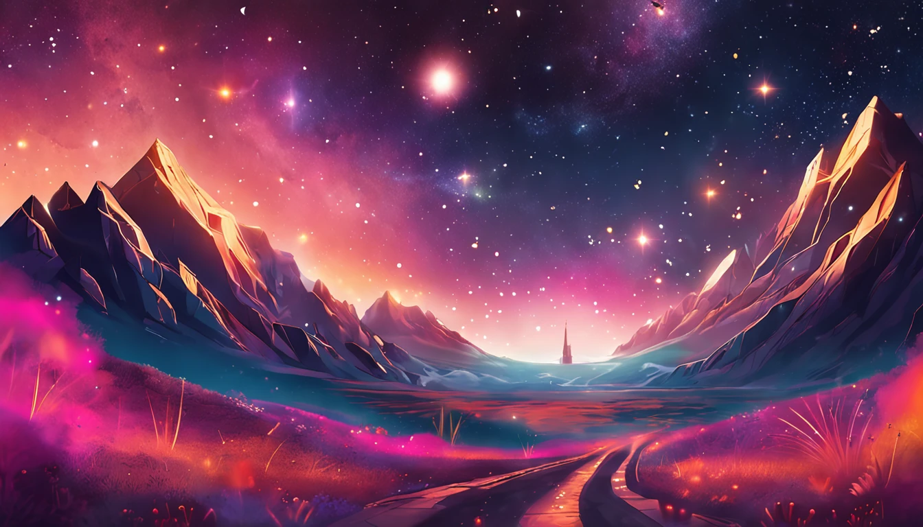 Create an image of a starry sky or celestial landscape, symbolizing transcendence and connection with the divine.