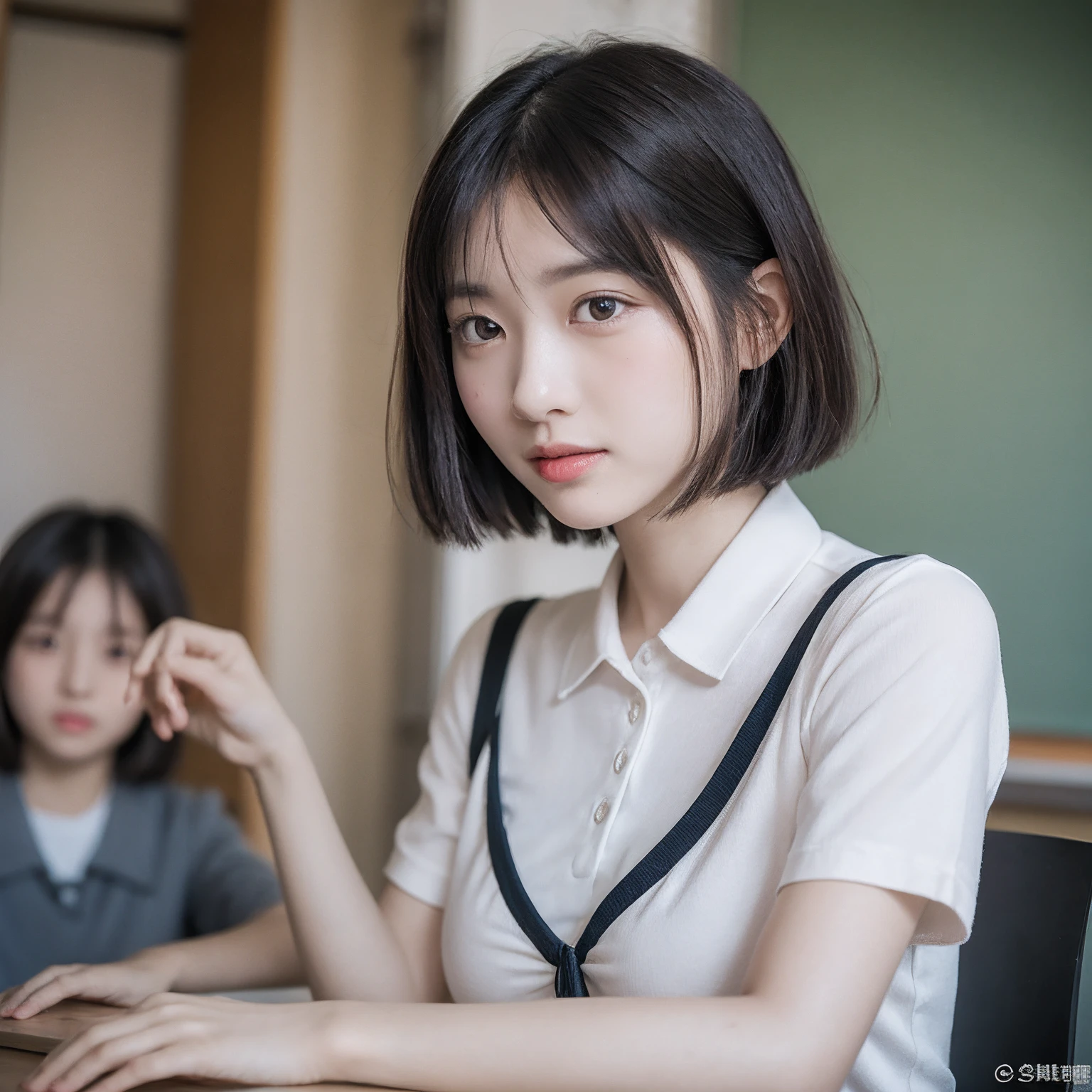((layered haircuts、Colossal tits:1.2)),(8K,highest quality),full body shot shot,Watching from a distance,Distant shots,School Classroom,pupils,Class,playing game,Wearing a shirt JK skirt,Full body photography:1.9, Android, adolable, ssmile, Thin face, short detailed hair, 32K, tmasterpiece, Best picture quality,超A high resolution,Perfect hands,Looking_at_peeping at the viewer,