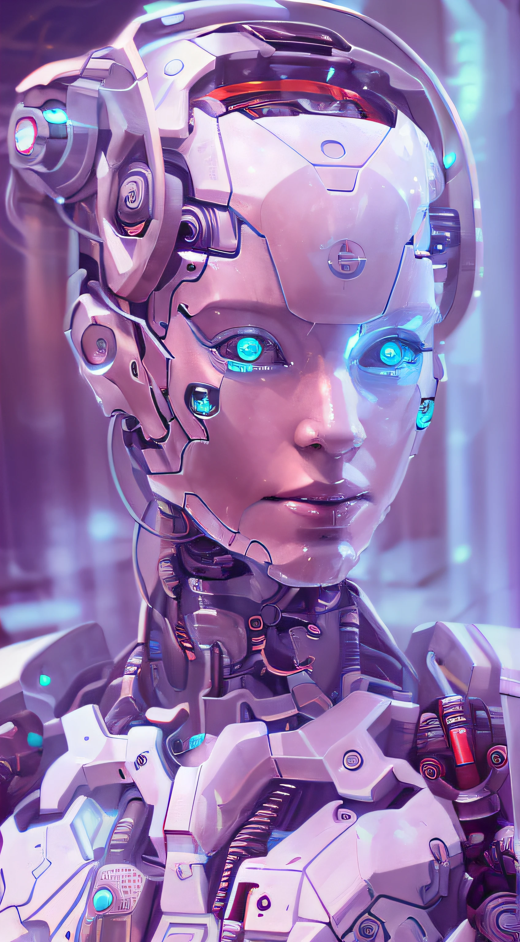 Cyborg Woman, (((Half Female Face, Half Robot Skull))), (((Flesh-colored skin))), Electronic Systems On-Head Humanoids, Detailed Brain in Sight, Detailed connection wire, mechanical limbs, tubes connected to the mechanical parts, mechanical vertebrae attached to the spine, mechanical cervical attachment to the neck, wires and cables connecting to the head, (((Led on a surgical Bed))), (((Cables Connecting to Monitors))), (((machine installing parts to the head))) | Biopunk | Cybernetics | Cyberpunk | | Canon M50| 100mm| Sharp Focus | Hyperrealism | Very detailed| Intricate Details | Full Body View, small glowing LED lamps, Bright Red Neon Highlights, global lighting, deep shadows, Octane Rendering, 8K, Ultra Sharp, Metal, Intricate Ornament Details, baroque details, Very intricate details, realistic light, CGSoation trend, facing the camera, neon details, (android manufactory in background)