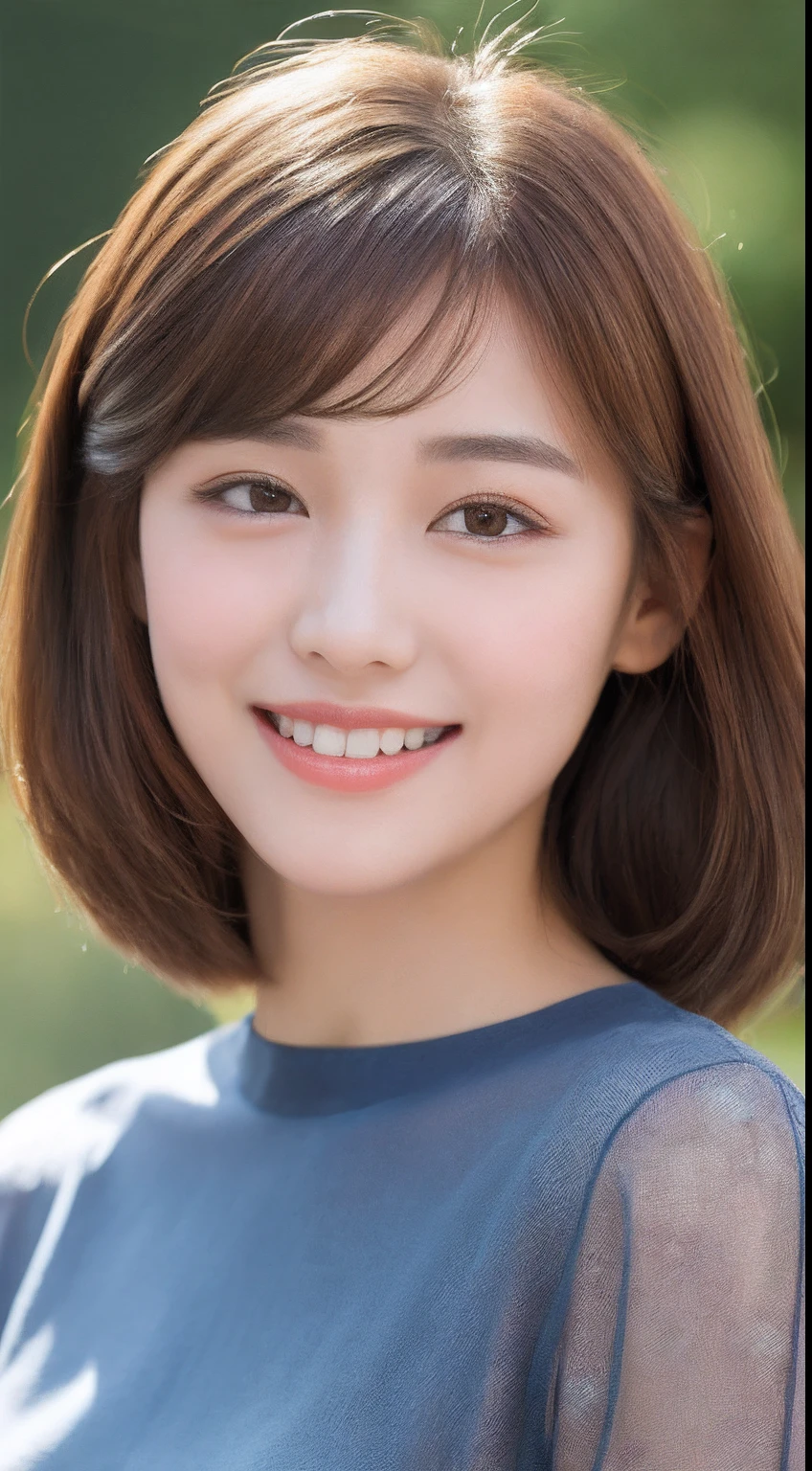 ((Best Quality, 8K, Masterpiece: 1.3)), 1 Girl, Slim Abs Beauty: 1.3, (Hairstyle Brown Hair Shortcut, Big: 1.2), Dress: 1.1, Super Slender Face, Delicate Eyes, Double Eyelids, Smile, Home, Raw Photo