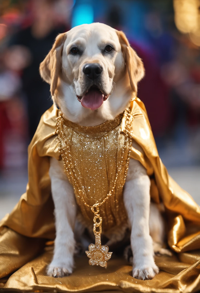 Dog Gold realista com roupa casamento