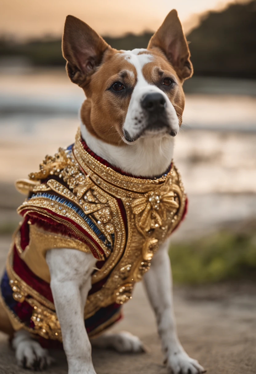 Dog Gold realista com roupa casamento