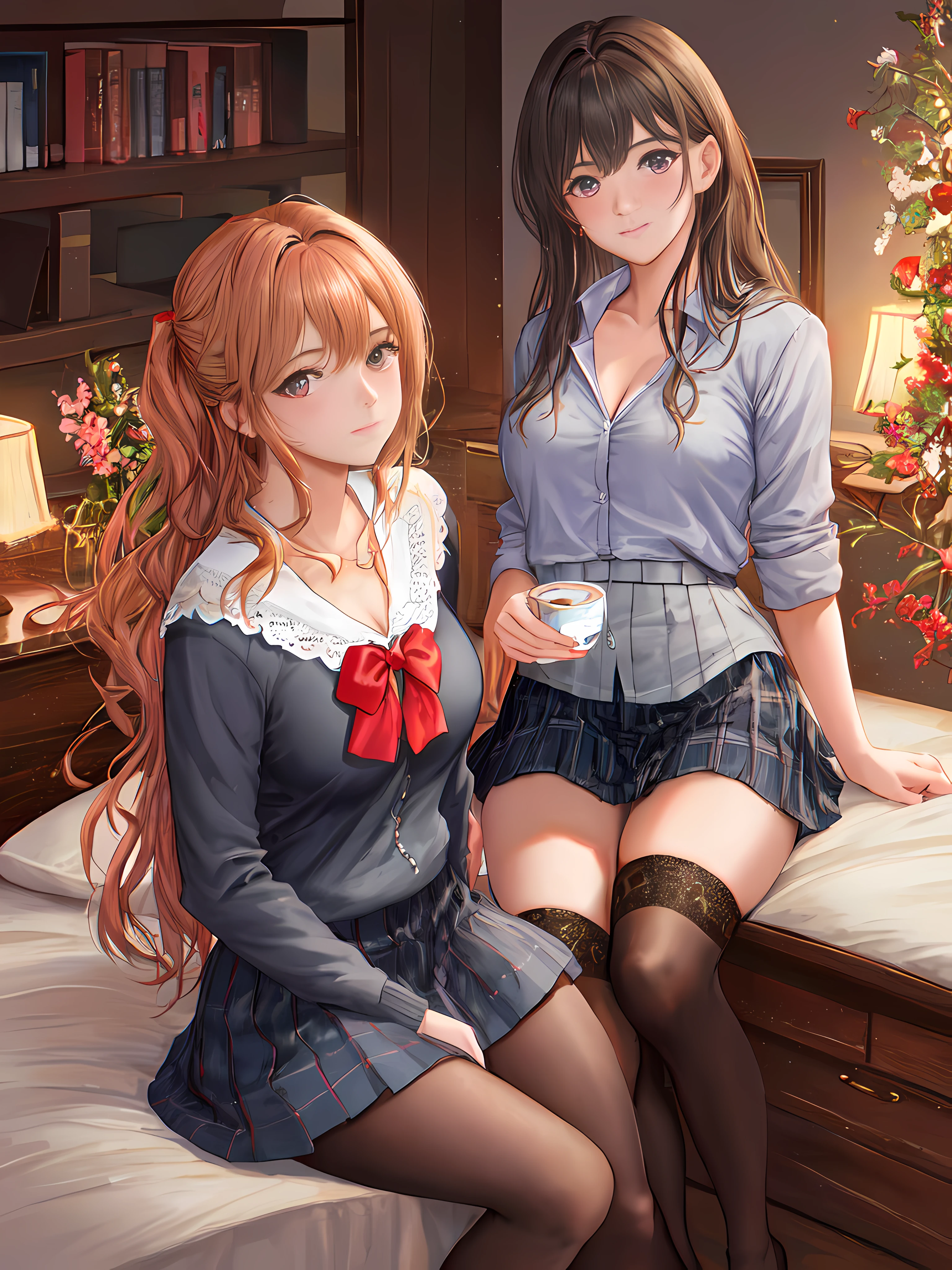 (masterpiece, Highest quality), (((Perfect Anatomy, Anatomically correct))), ((1 Girl)), Long hair, Braiding、Blunt bangs, Light brown hair, happiness, Green Eyes, hair ornaments, School_uniform, short_Dispel, just_feet, blue sky, window, Front view, Insights,The body is slim, Compresses on the chest, ((Beige cardigan,Green pleated skirt、Blue Neck Ribbon、White knee-high socks)),Pastel colored pantiesが見えている、((Pastel colored panties))、((Shiny panties))、((Normal location:1.4))、(((Straddle)))，((feetを開いて座らされた…))、((orgasm:1.6)),((((M-shaped legs:1.1))),((Lift up your shirt:1.5)),((Showing off your bra)),(((Lace bra))),Award-winning bra designs、Random Color Bra、((((M-shaped legs:1.1)))、((orgasm:1.3)),((((M-shaped legs:1.1))),(((Sex with a man))),(Vagina Penis),Erotic atmosphere,Stupid,shortness of breath:1.6,((Pussy juice:1.3))
