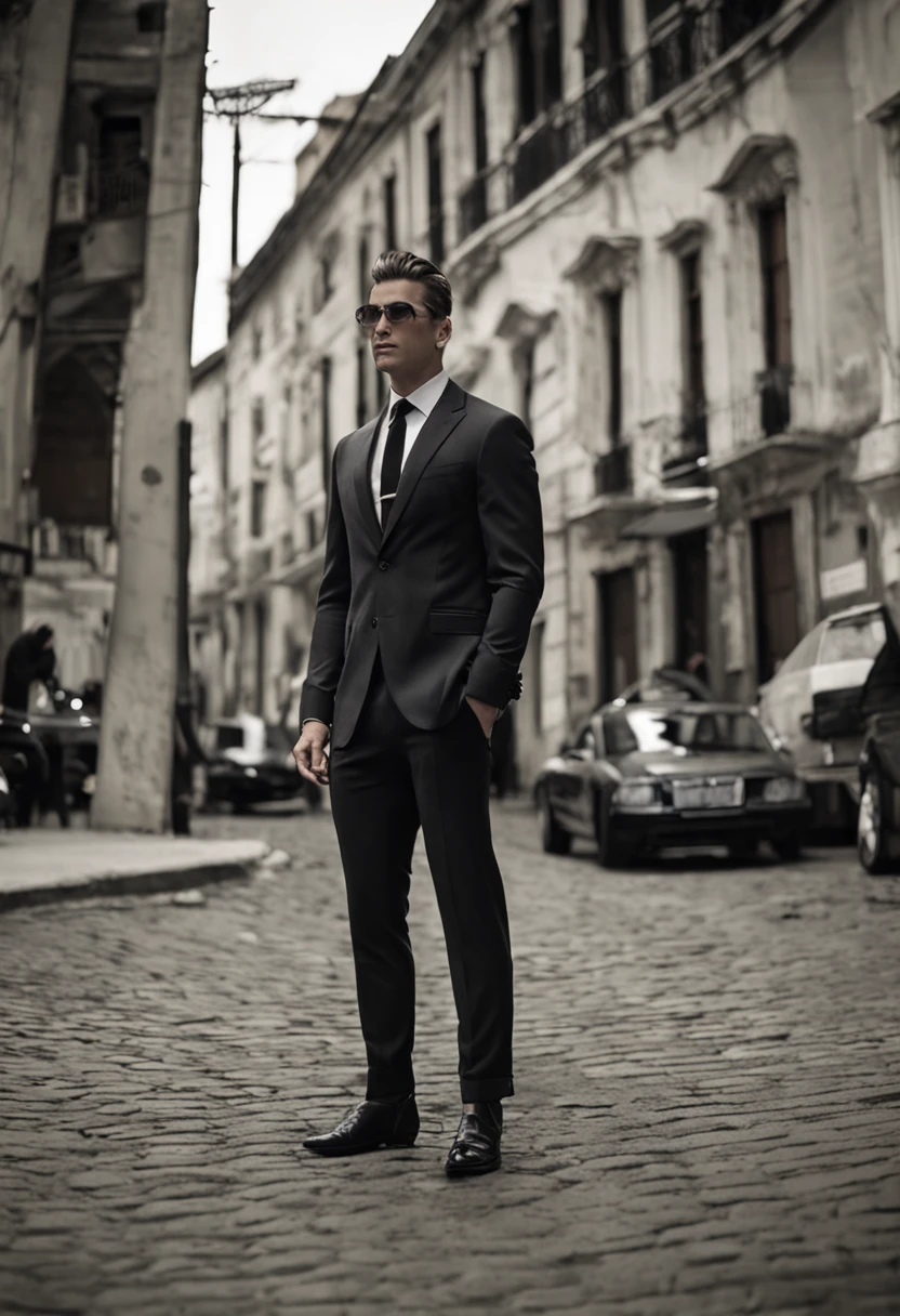 arafed man in a white shirt and black pants standing in a room, roupas sob medida, grey pants and black dress shoes, apelo masculino alta moda, vestido formal, Homem magro com pele branca, cabelos escuros, Macho bonito, male proportions, bonito e elegante, black suit pants, modelo masculino, modelo posando, with a business suit on, bonito e atraente