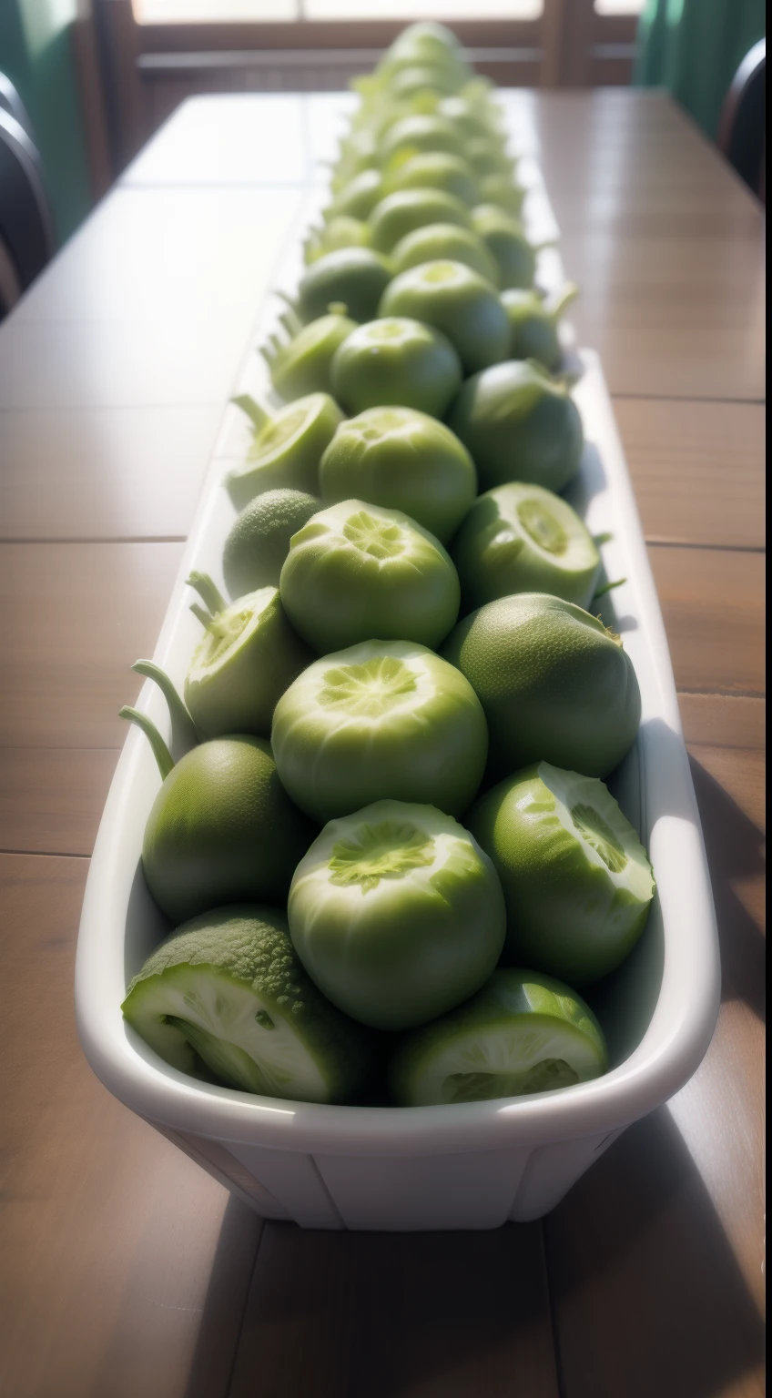 Random green vegetables，Neatly arranged on the table
