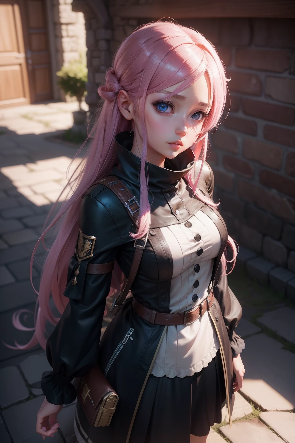 Crie imagens com a mesma personagem, mas em lugares diferentes em um castelo. Arte no estilo de Guweiz. Estilo anime 3D realista, Personagem pequeno. Motor Unreal 5, painting digital adorable, anime fotorrealista, Guweiz, 3 d anime realista, anime hiper realista, photorealistic anime girl rendering