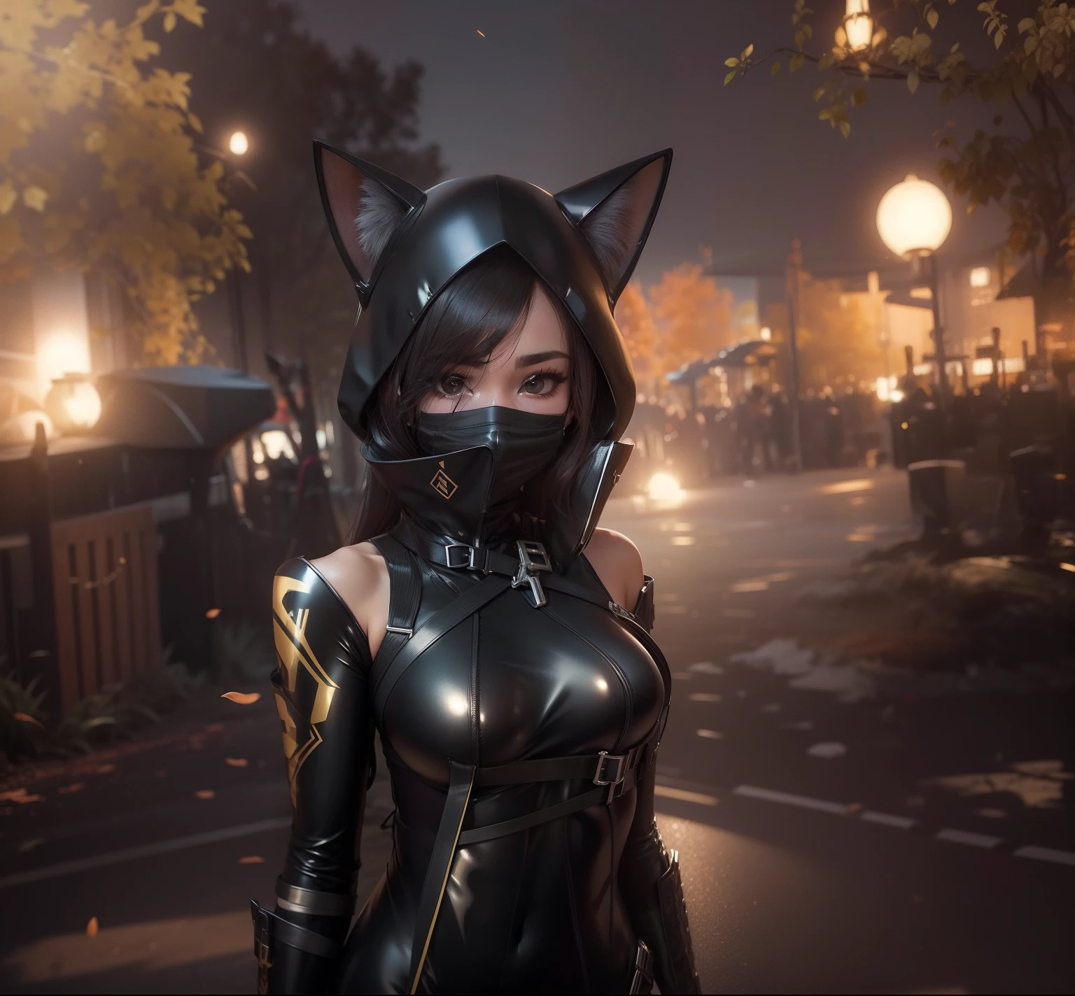 girl, cute, catsuit, sexy, best quality, mask, 8k