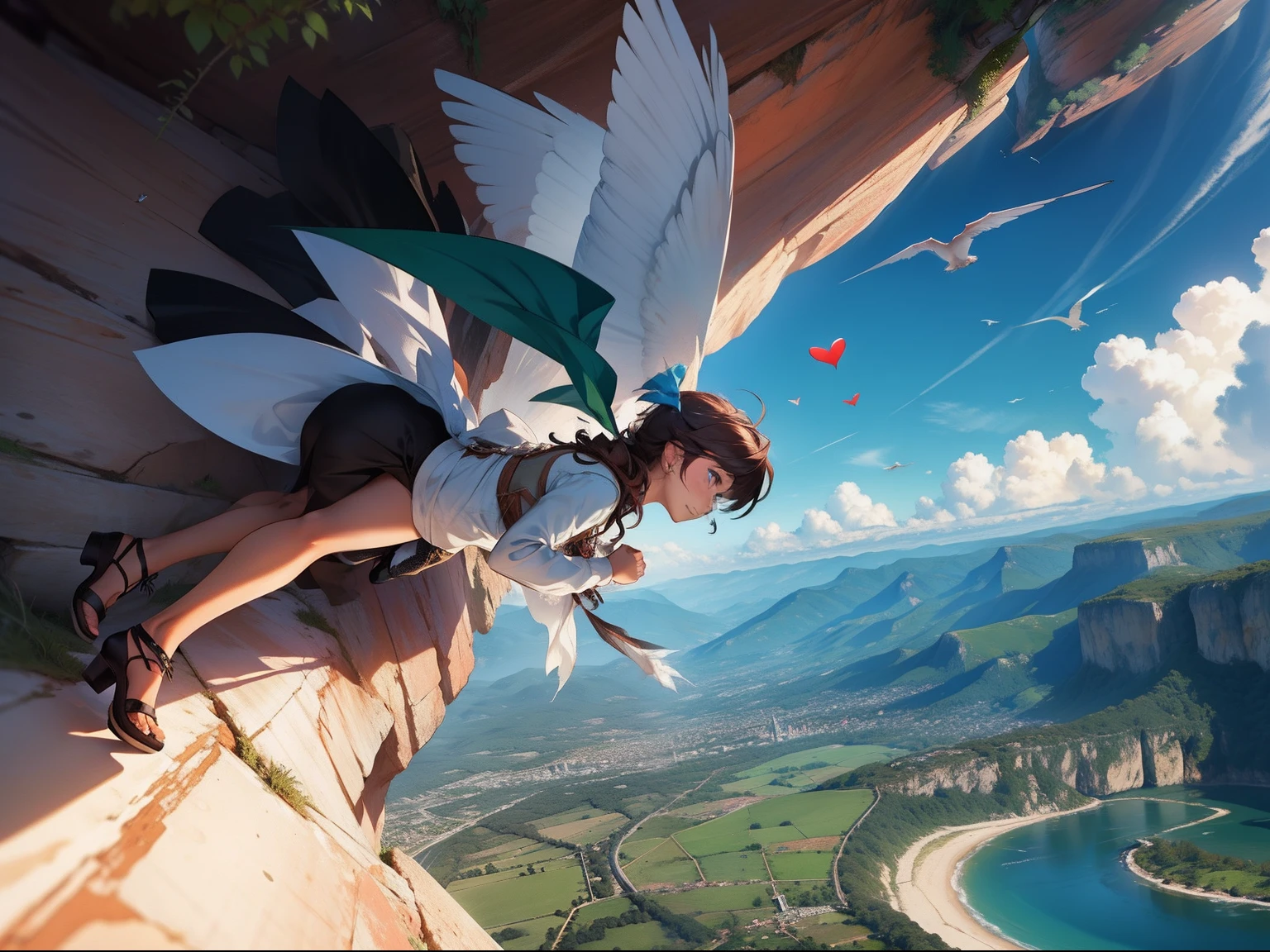 garota (Luisa Sonza) with a broken heart on his back flying over a cliff