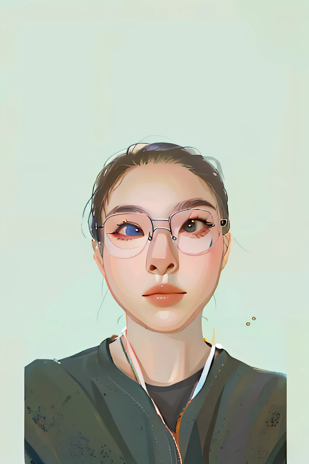 There was a woman with glasses, 8k selfie photograph, professional profile picture, cartoonish style,